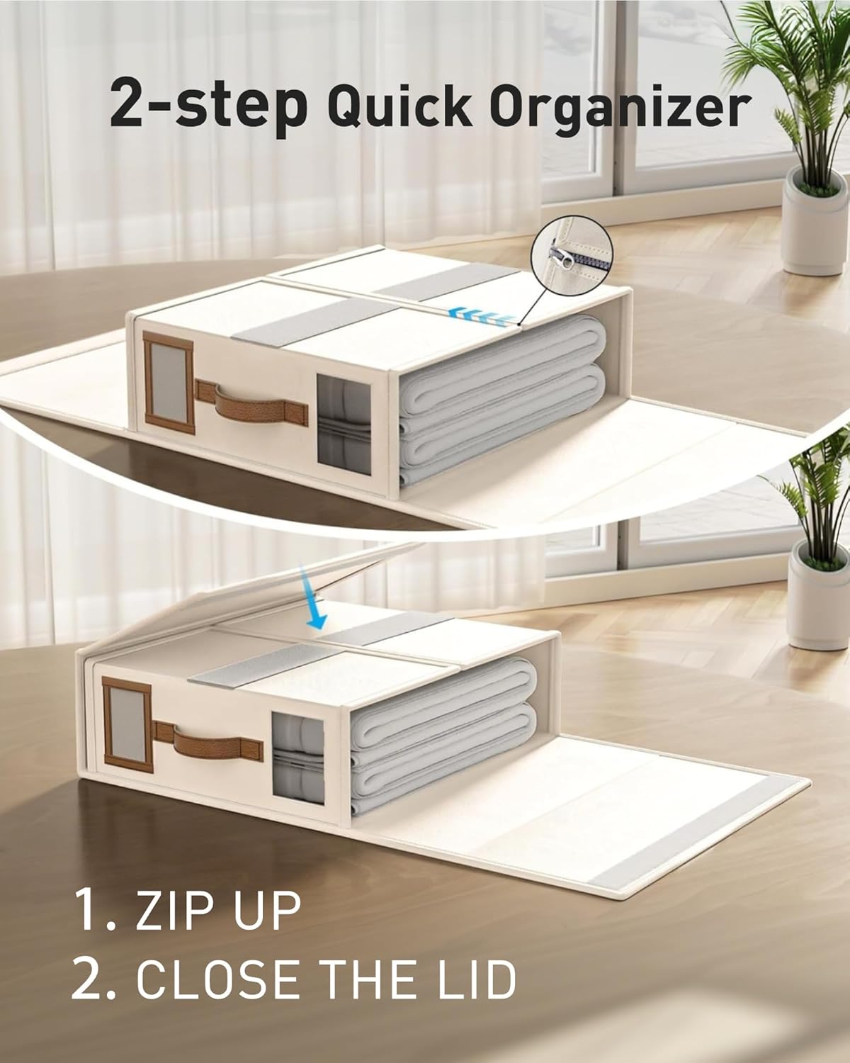 Linen Bettwäsche-Organizer Box 3er-Set, Linen Beige
