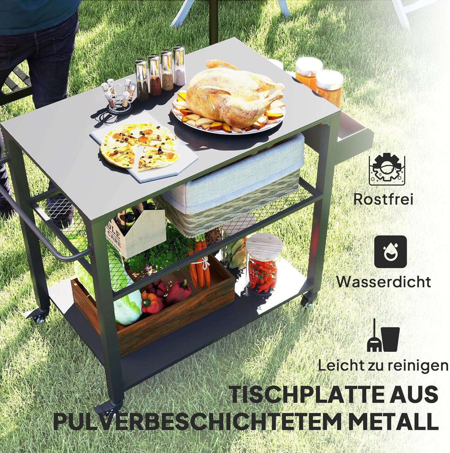 Servierwagen mit Arbeitsfläche
