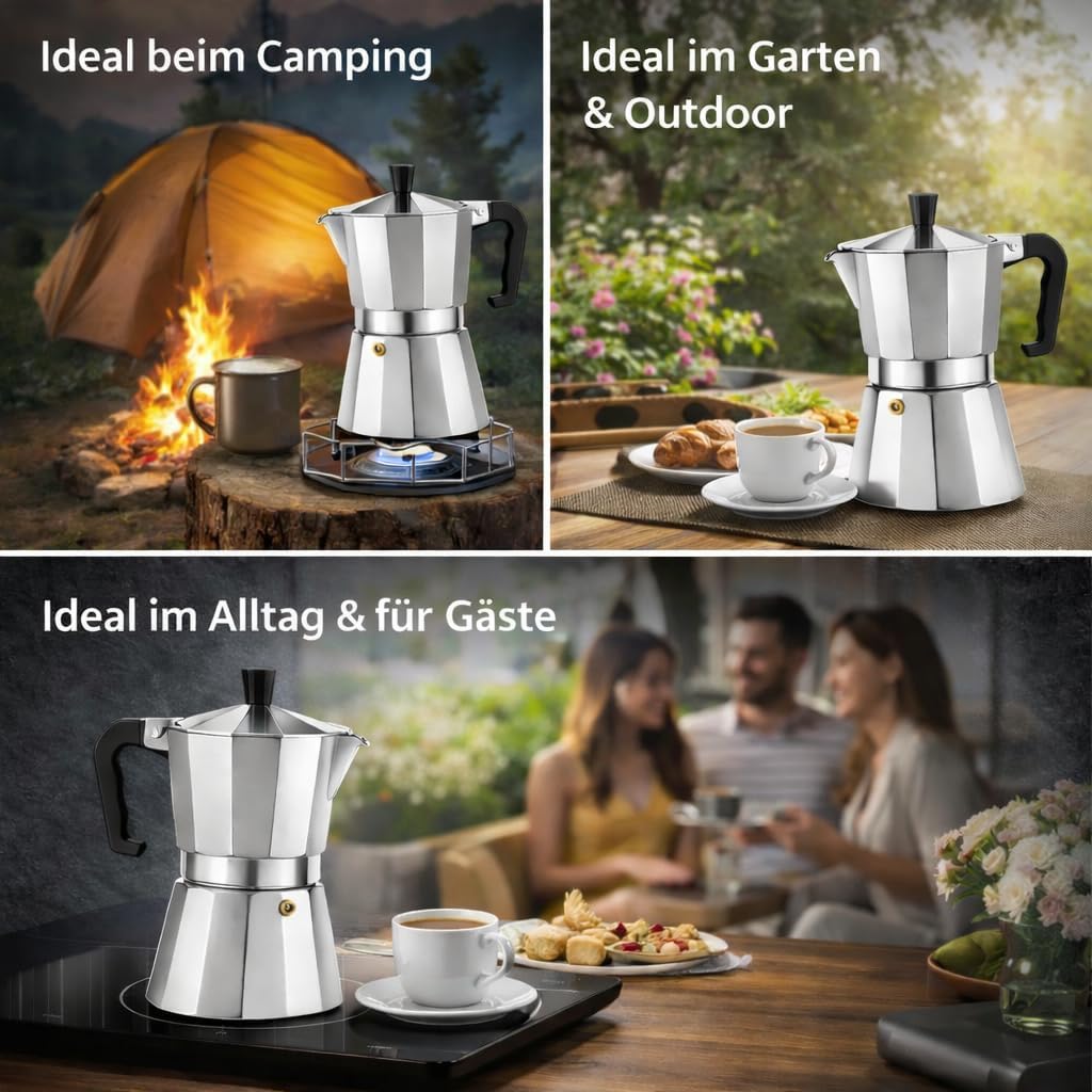 Kaffeekocher Espressokanne für Herd & Camping (12 Tassen), 12 Tassen