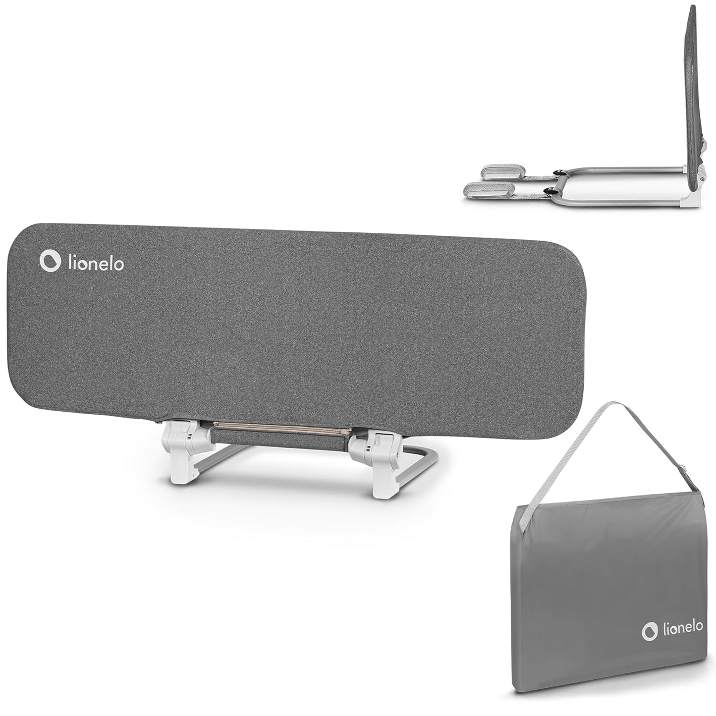 Lora - Tragbares Bettschutzgitter, Grau Stein 45 CM - 105 CM