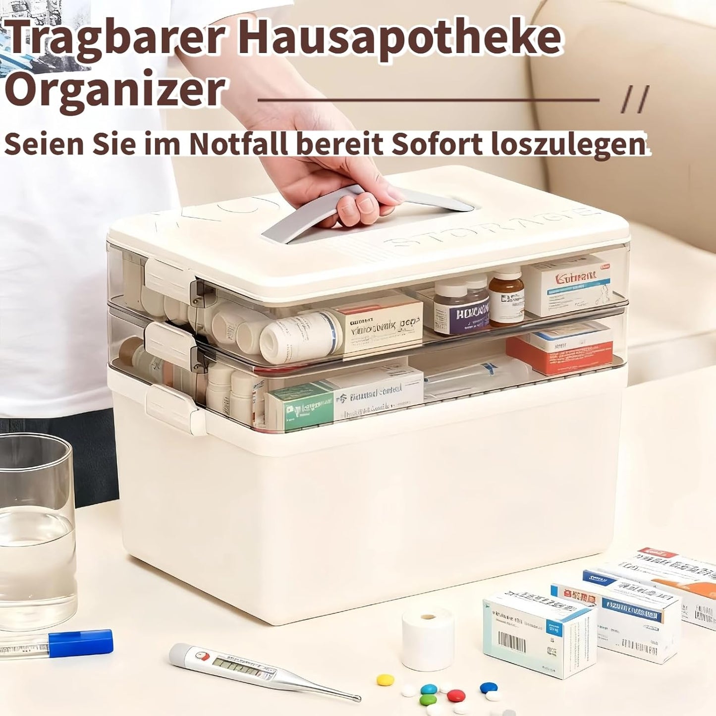 3-stöckige Medikamenten-Aufbewahrung