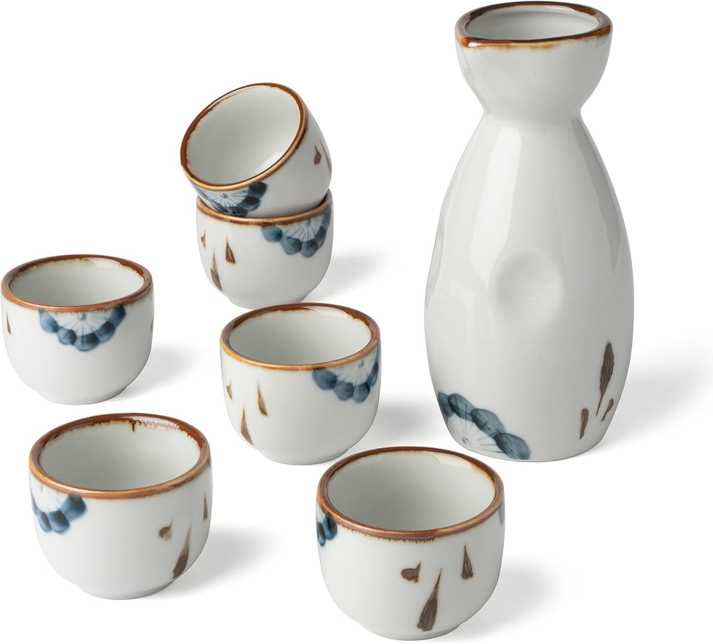 7-teiliges Sake-Set, Weiss