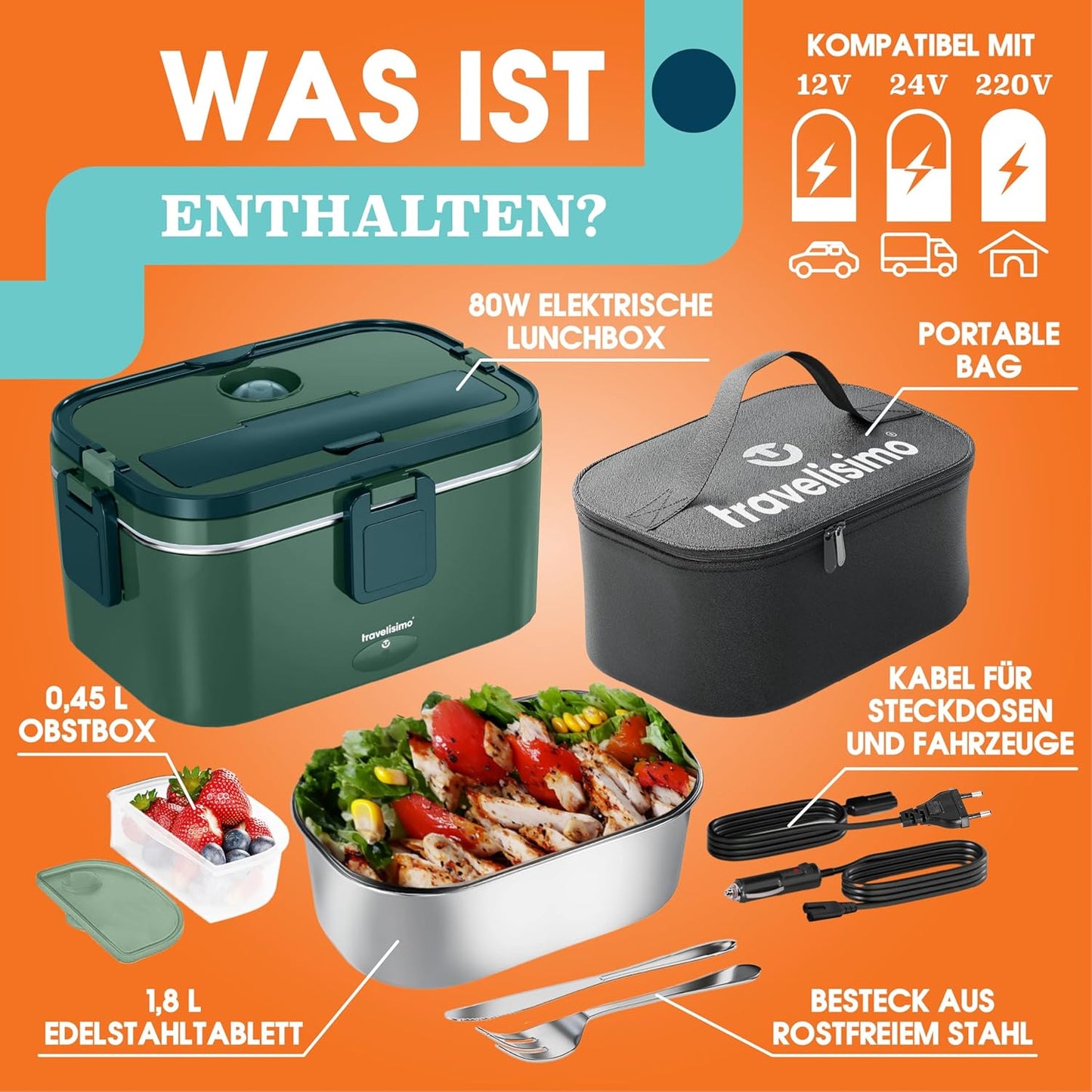 Elektrische Lunchbox, Dunkelgrün
