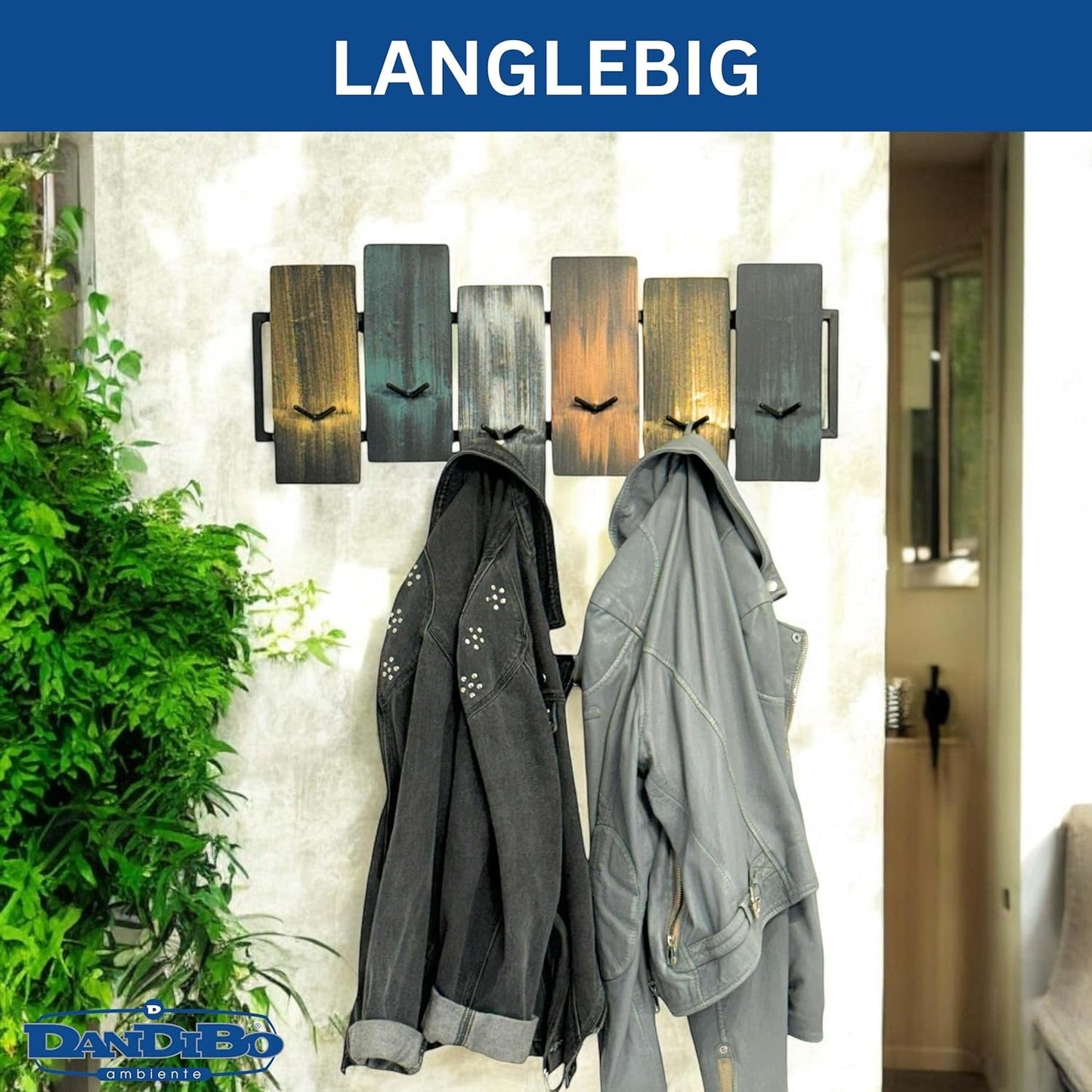 Wandgarderobe mit 12 Haken