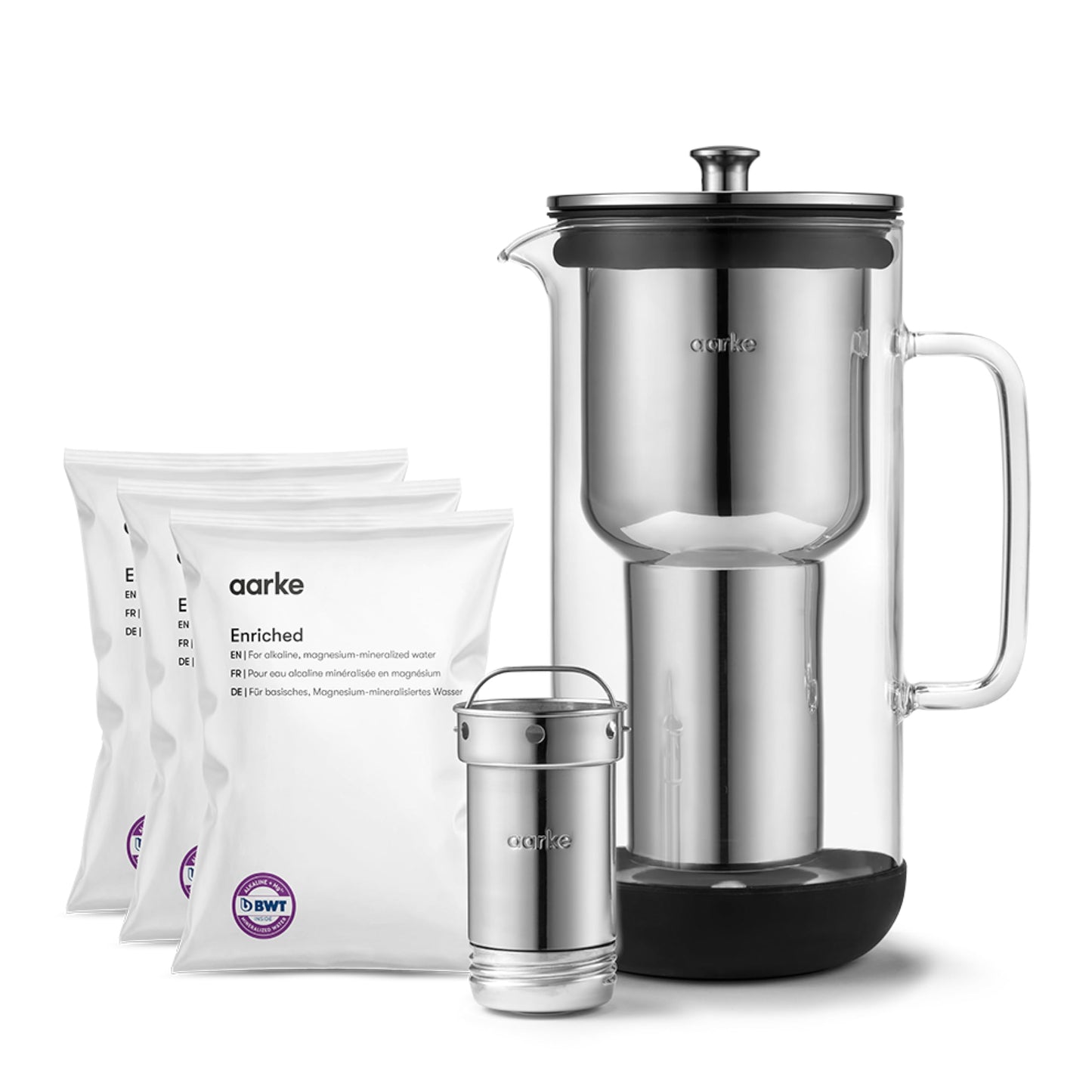 Purifier Wasserfilterkanne + 3er-Pack Filter-Nachfüllbeutel, Purifier + 3er-Pack Enriched