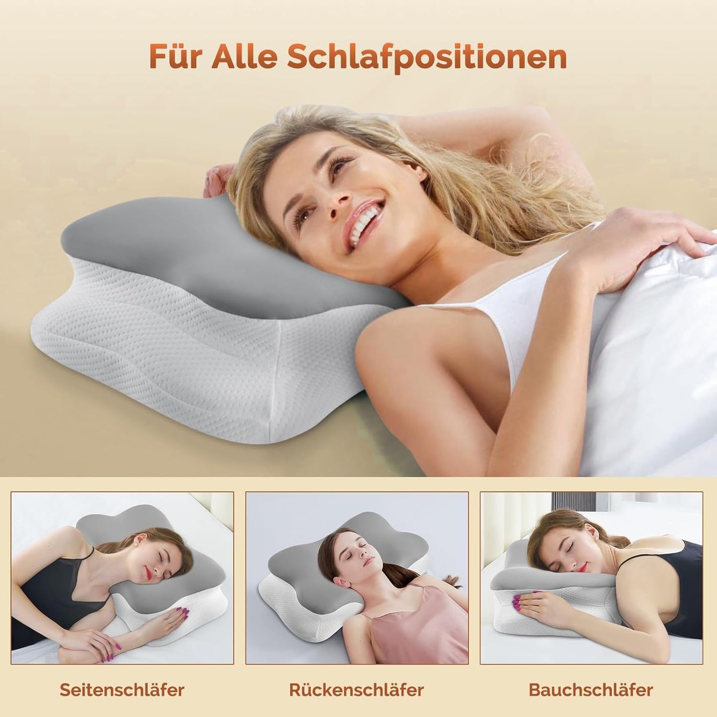 Ergonomisches Kopfkissen für alle Schlafpositionen