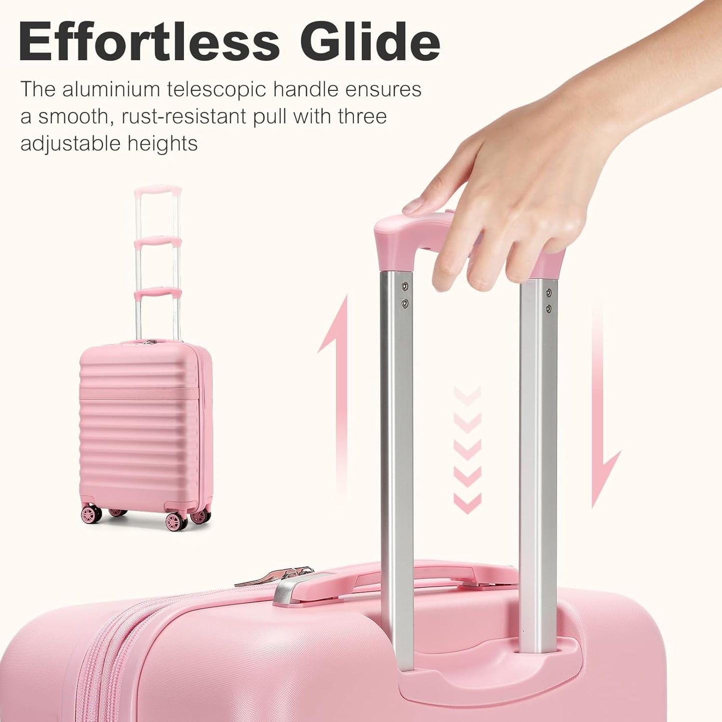 3-teiliges Hartschalenkoffer-Set mit TSA-Schloss, Set(M-L-XL) Rosa