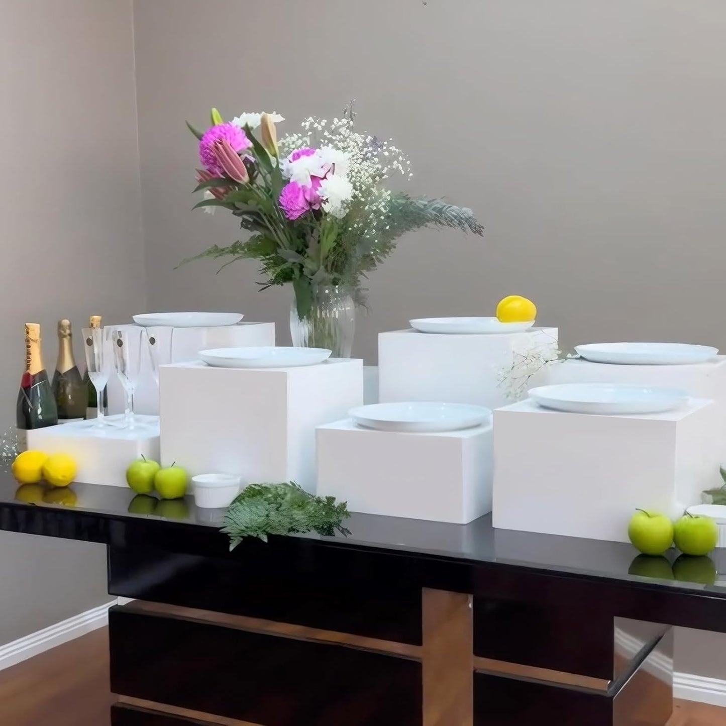 Buffet-Ständer Set, 4 Würfel, 4 Weiss 6'' 7'' 8'' 10''