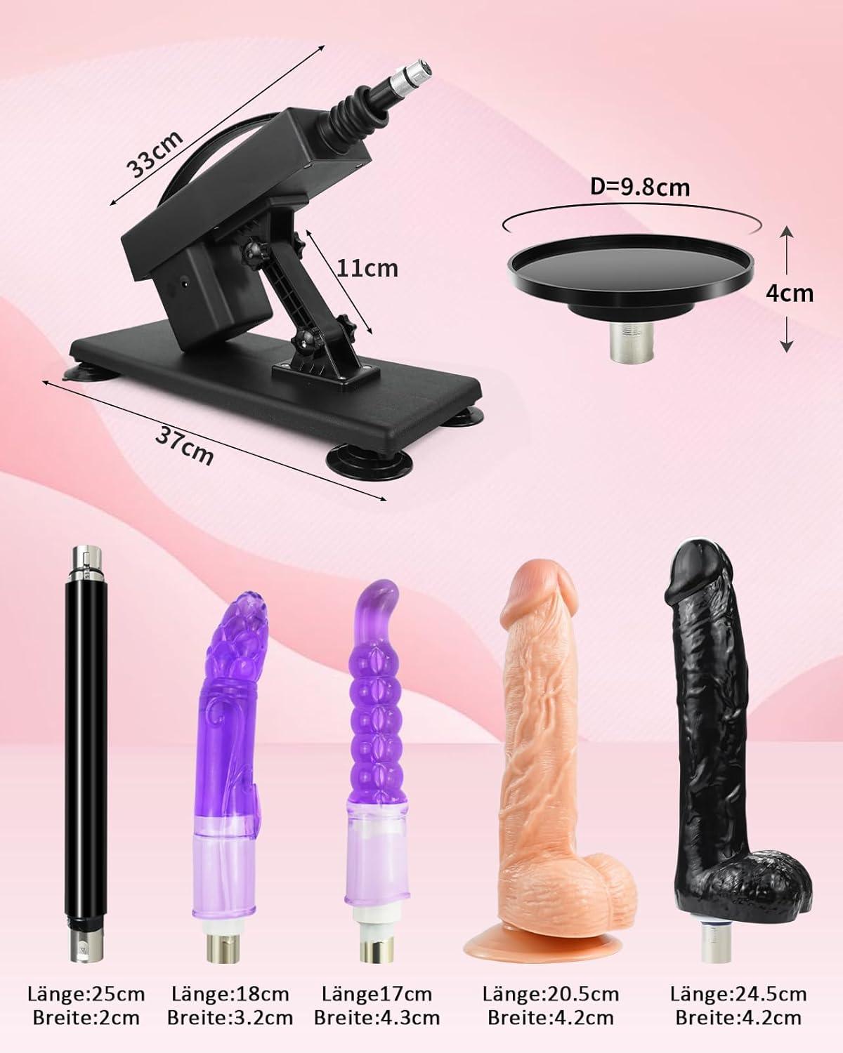 Sexmaschine mit Dildo-Set, Dunkelgrau