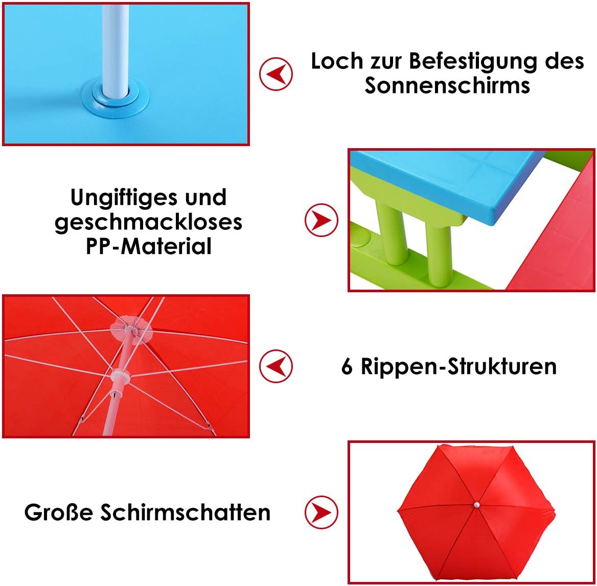 Kindersitzgruppe mit Sonnenschirm (Modell 1), Modell 1