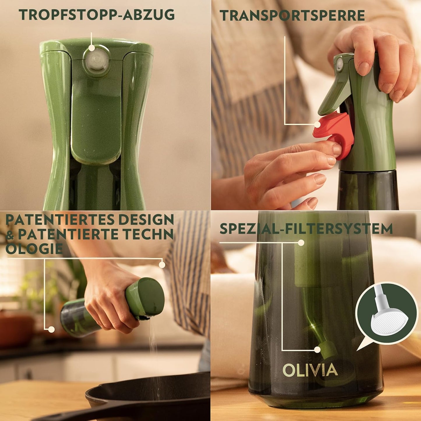 Ölsprüher mit Portionskontrolle, Grün
