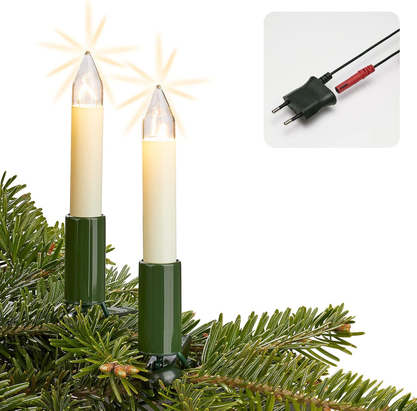 LED Weihnachtsbaum-Lichterkette mit Clip (10 Lichter), 10 Lichter / beleuchtet 630 cm Weiss