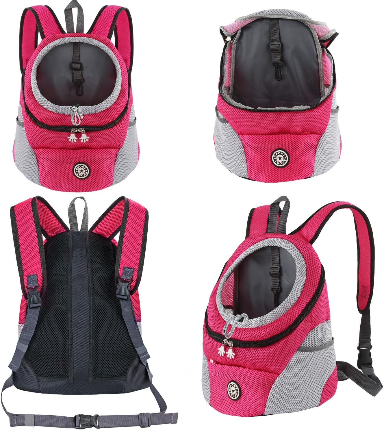 Hundetrage-Rucksack, Head-Out-Design, S Rosa Rot