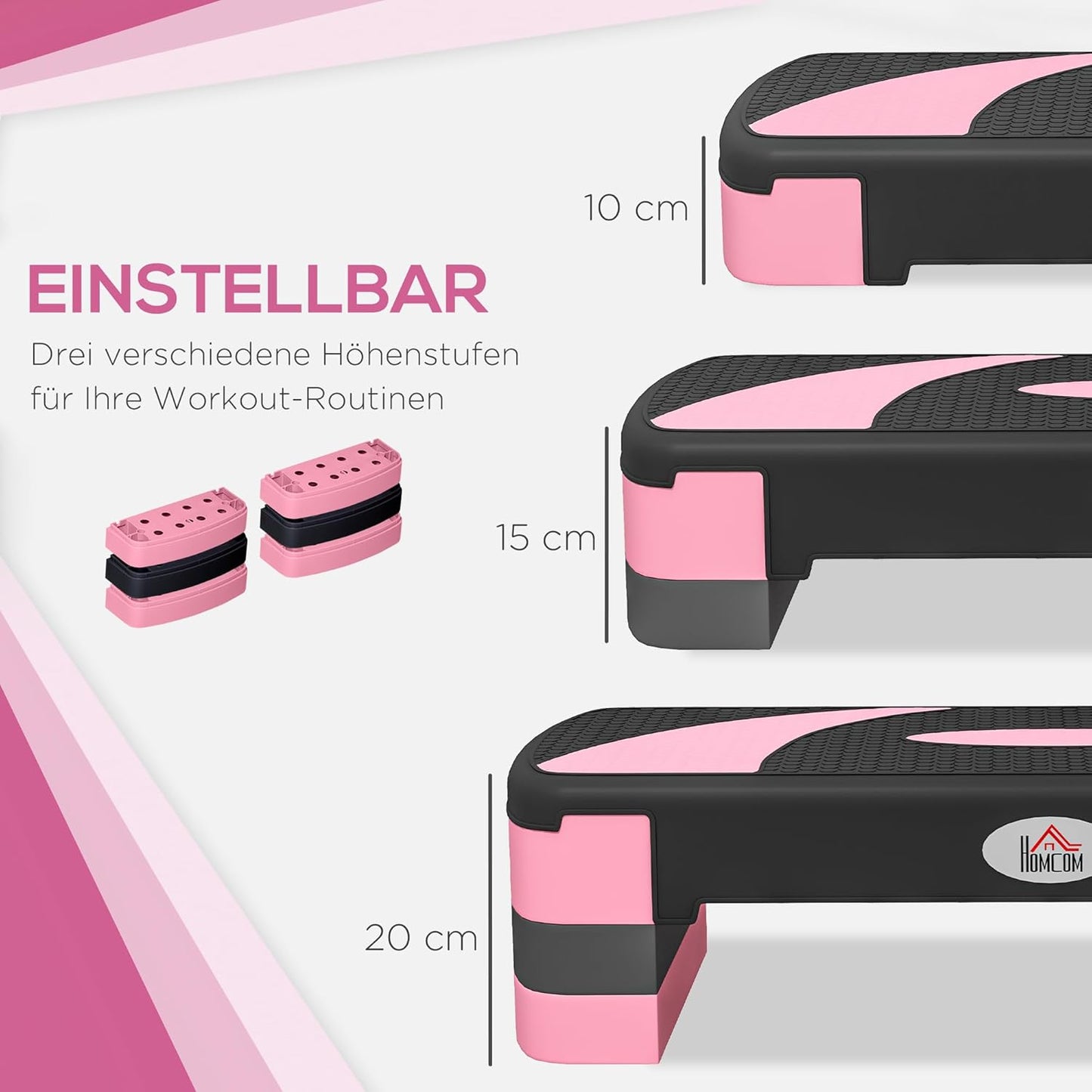 Steppbrett, Schwarz+Rosa+Grau