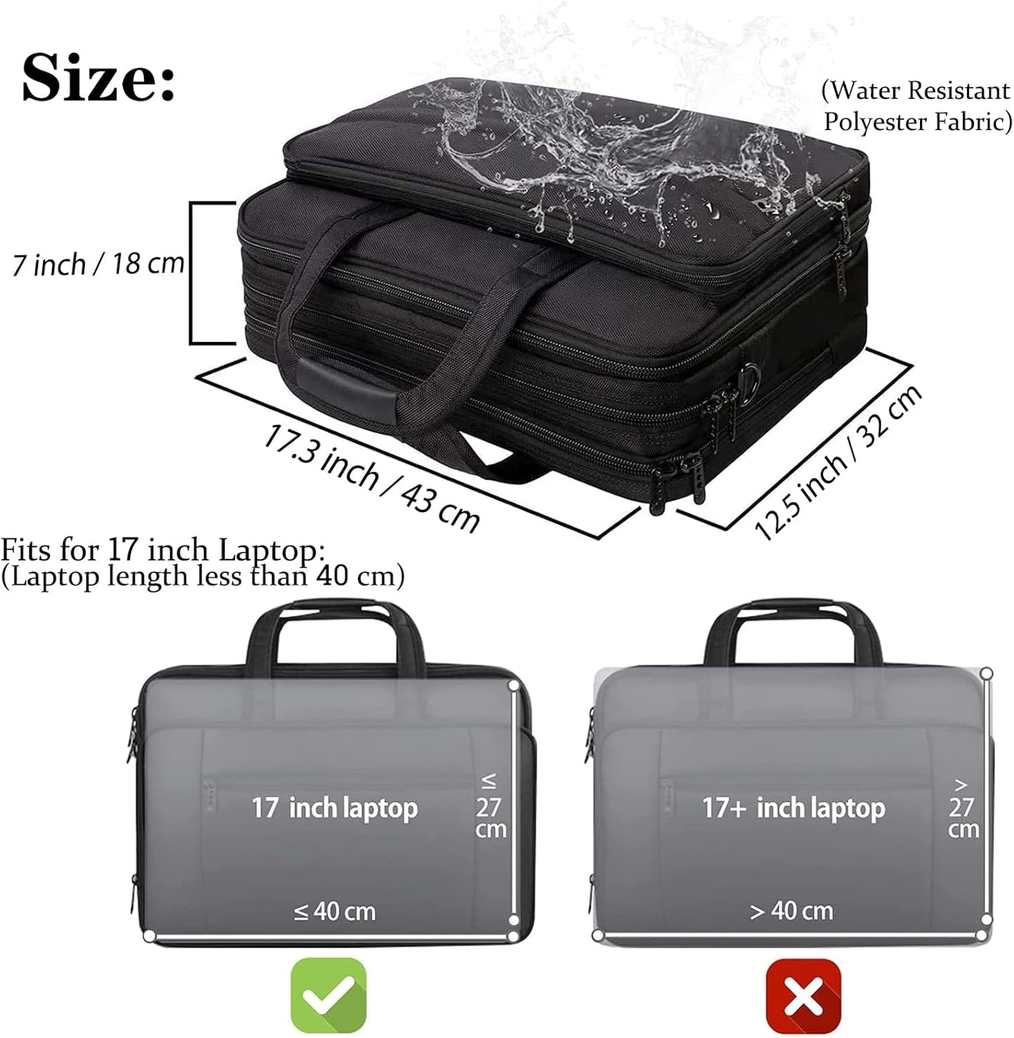 Erweiterbare Business-Laptoptasche, 17 Zoll