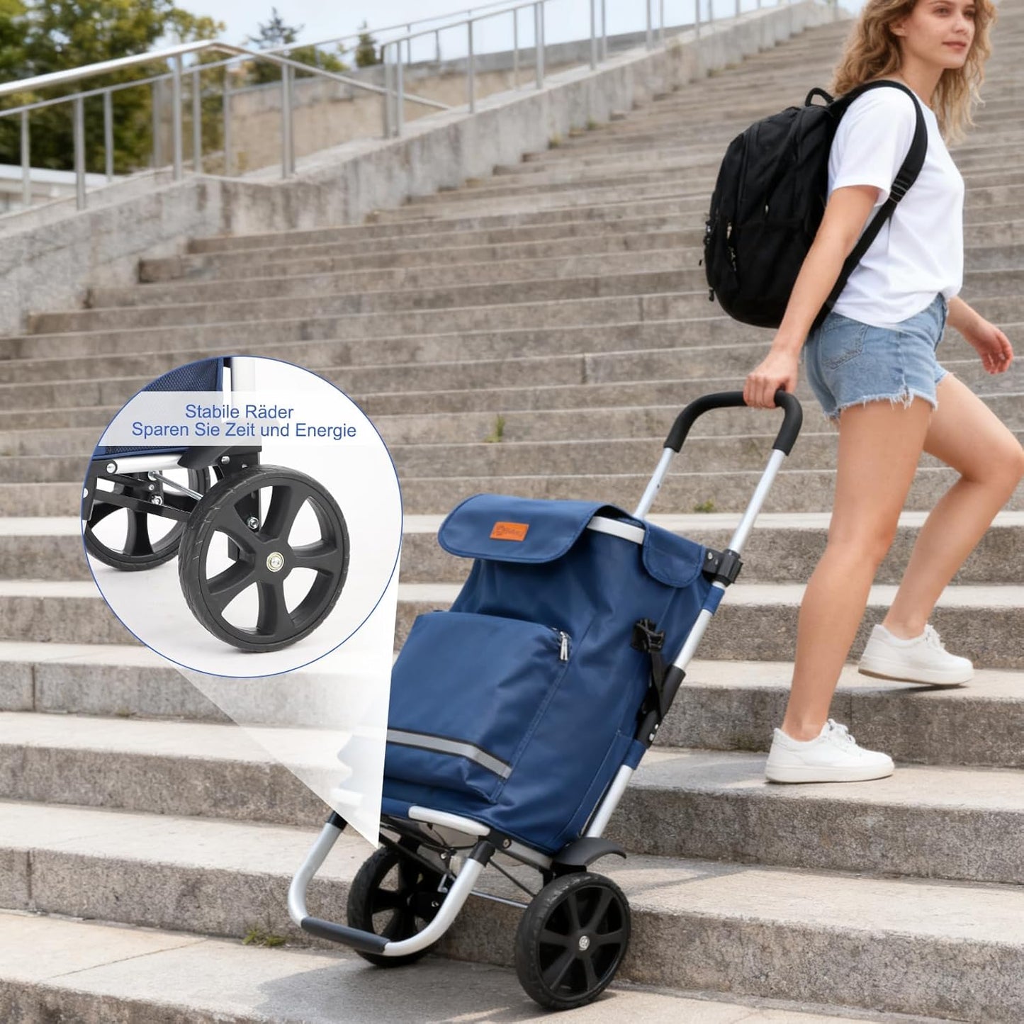 Klappbarer Einkaufstrolley, Blau