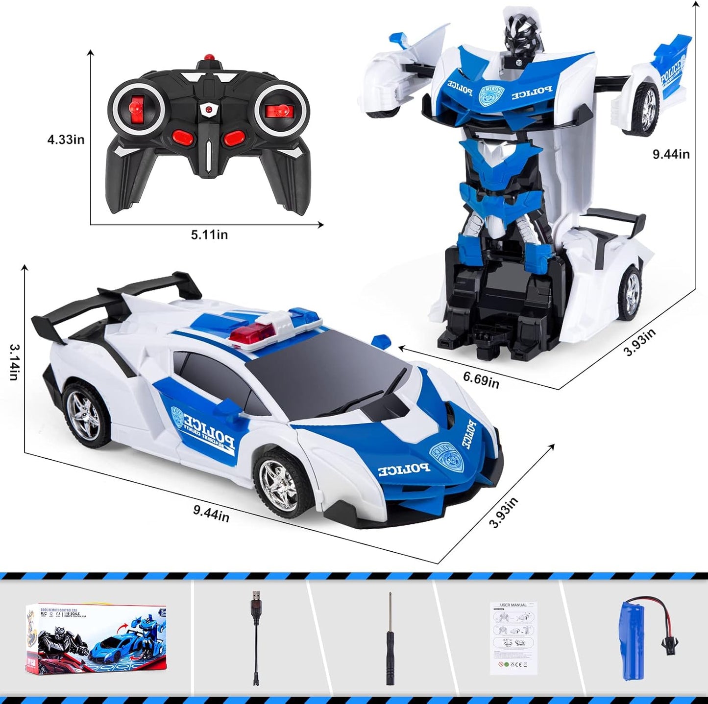 Transformator RC Polizei-Auto, White