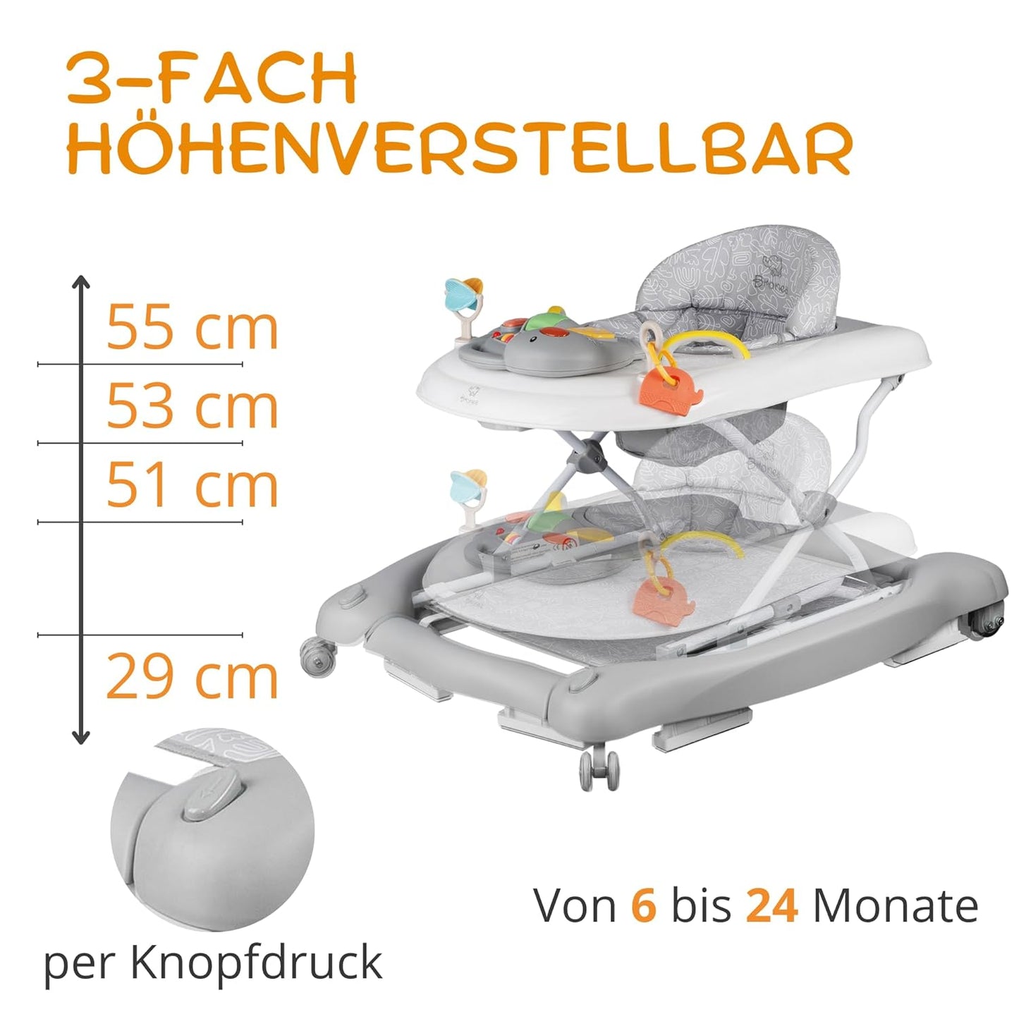 5-in-1 Babywalker, Grau