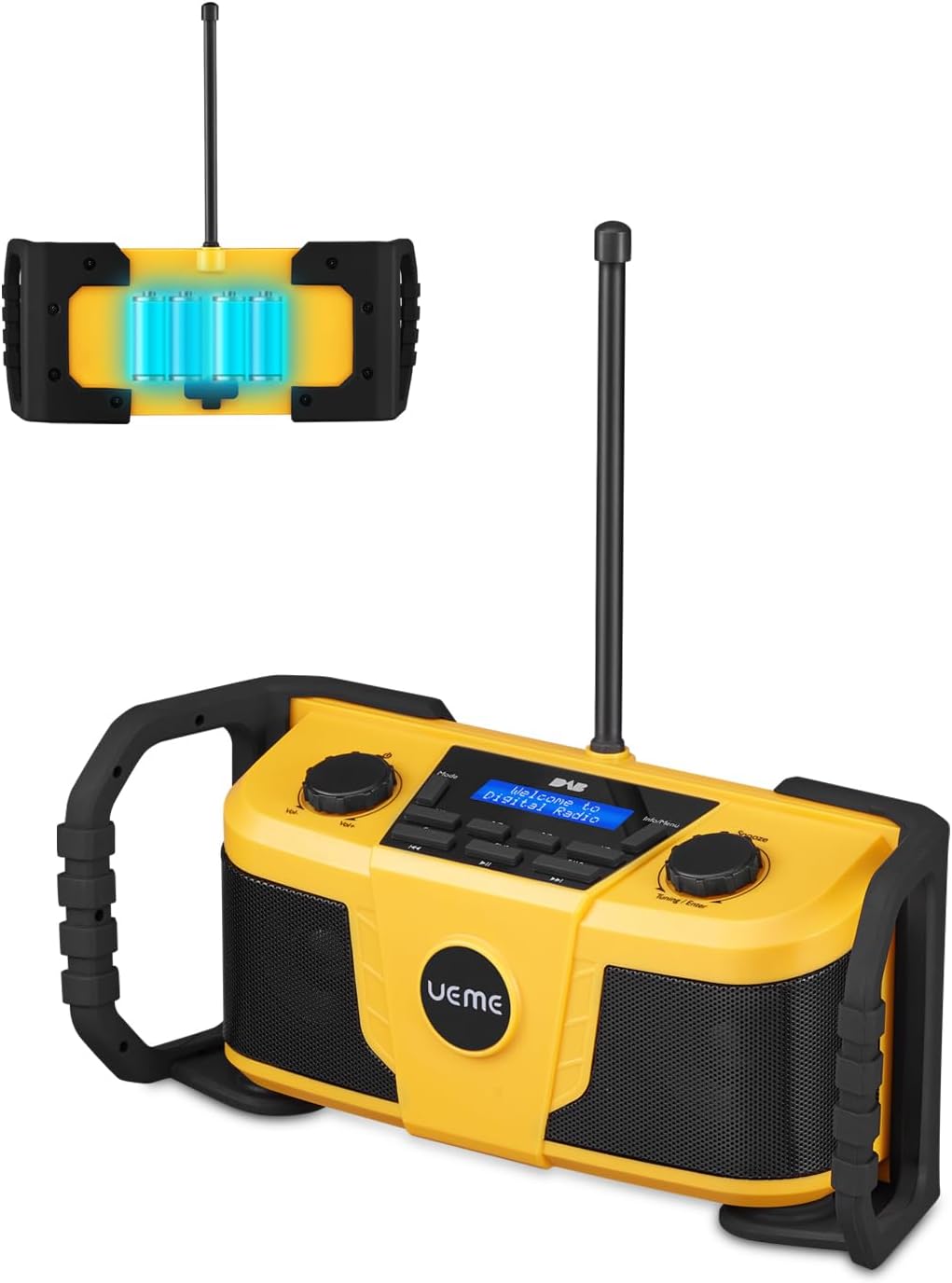 Baustellenradio mit DAB+ und Bluetooth, Gelb-Schwarz