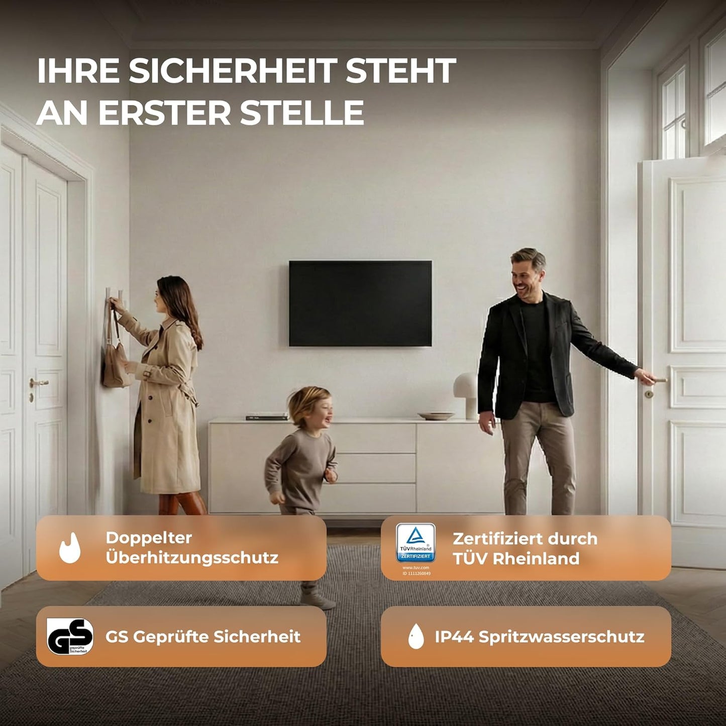 Infrarotheizung, Schwarz 1000 Watt