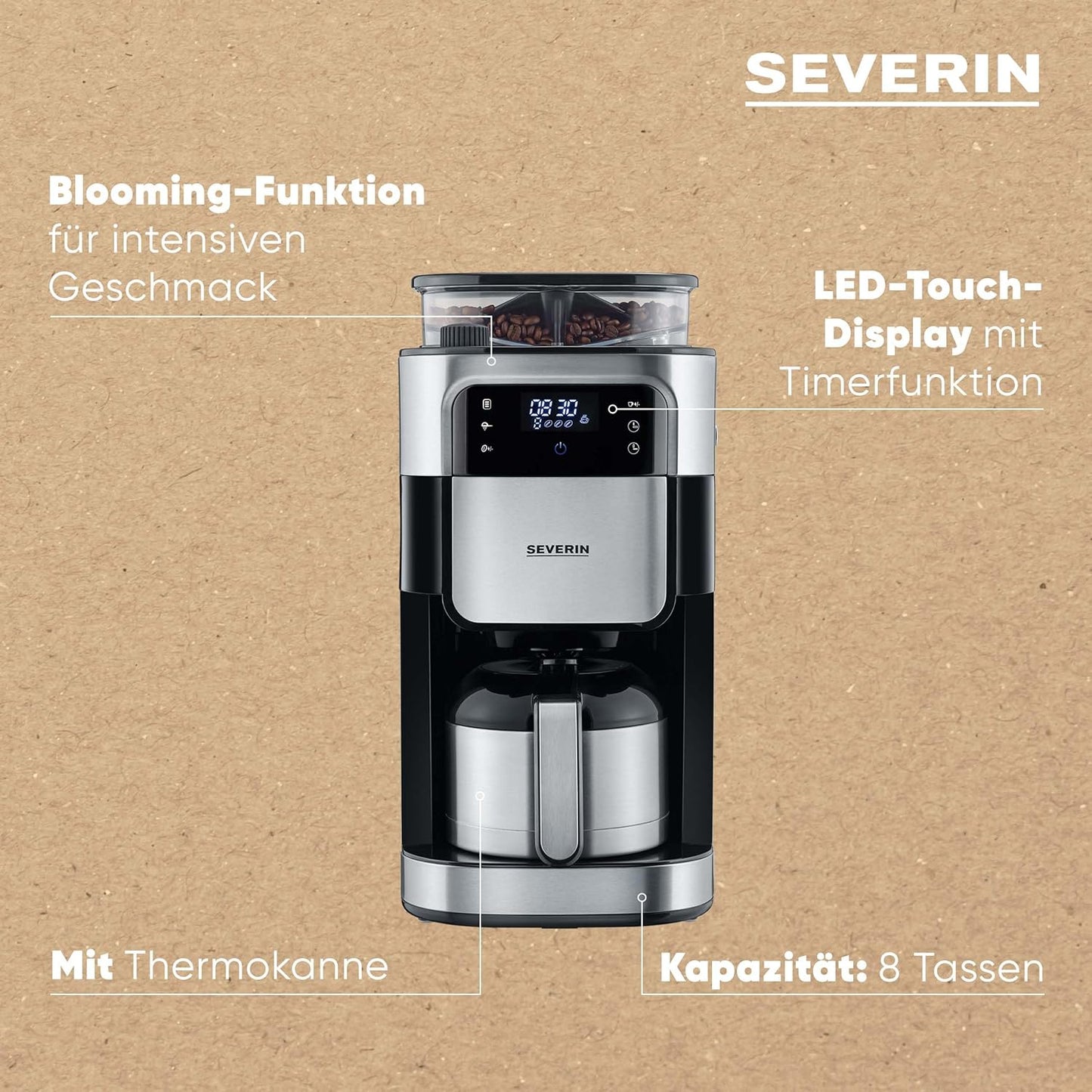 Filterkaffeemaschine KA4814, LED Touch-Display, Blooming-Funktion und Perfect-Grind
