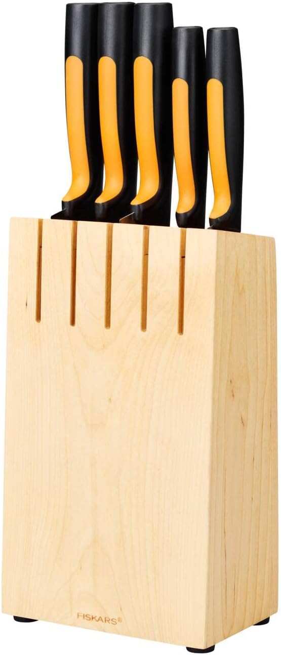Messerblock mit 5 Messern, Birke/Weiß Messerblock mit 5 Messern