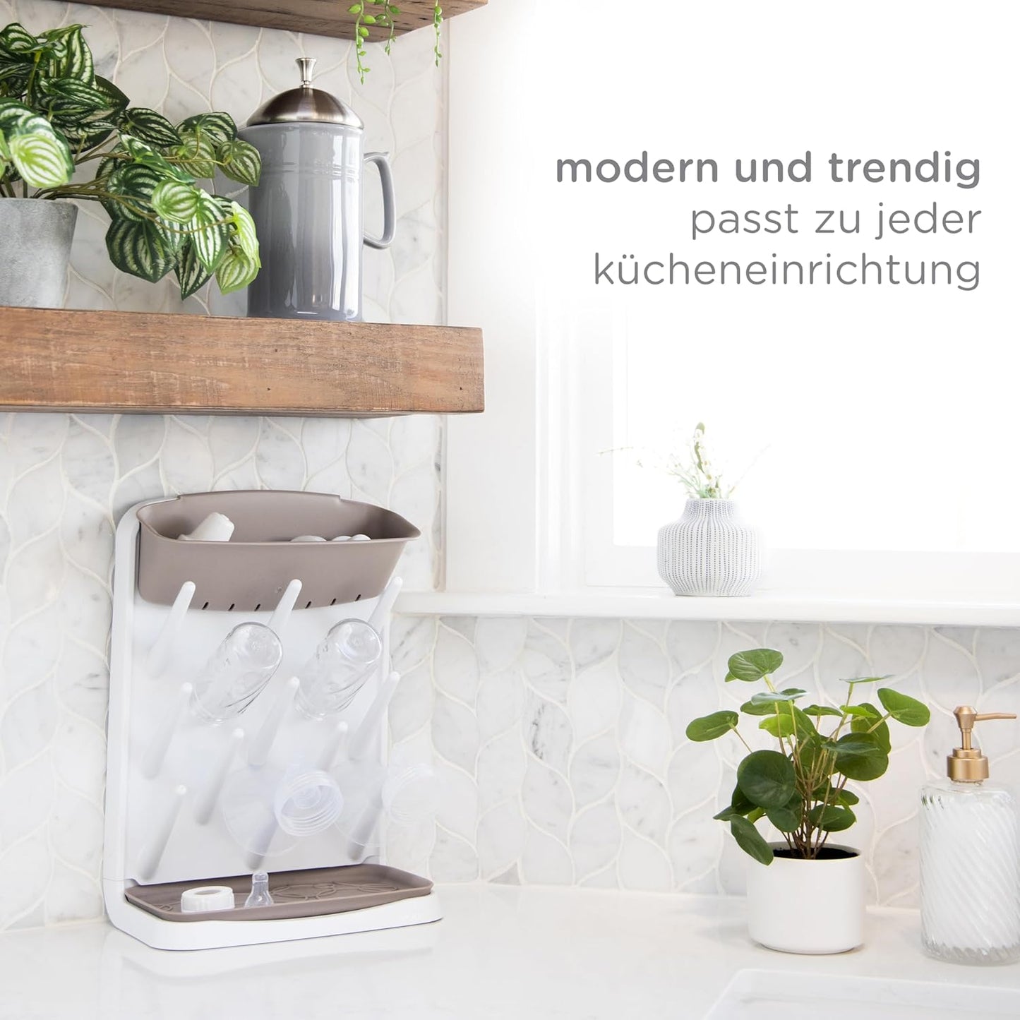 Vertikaler Babyflaschen-Trockenständer, Taupe