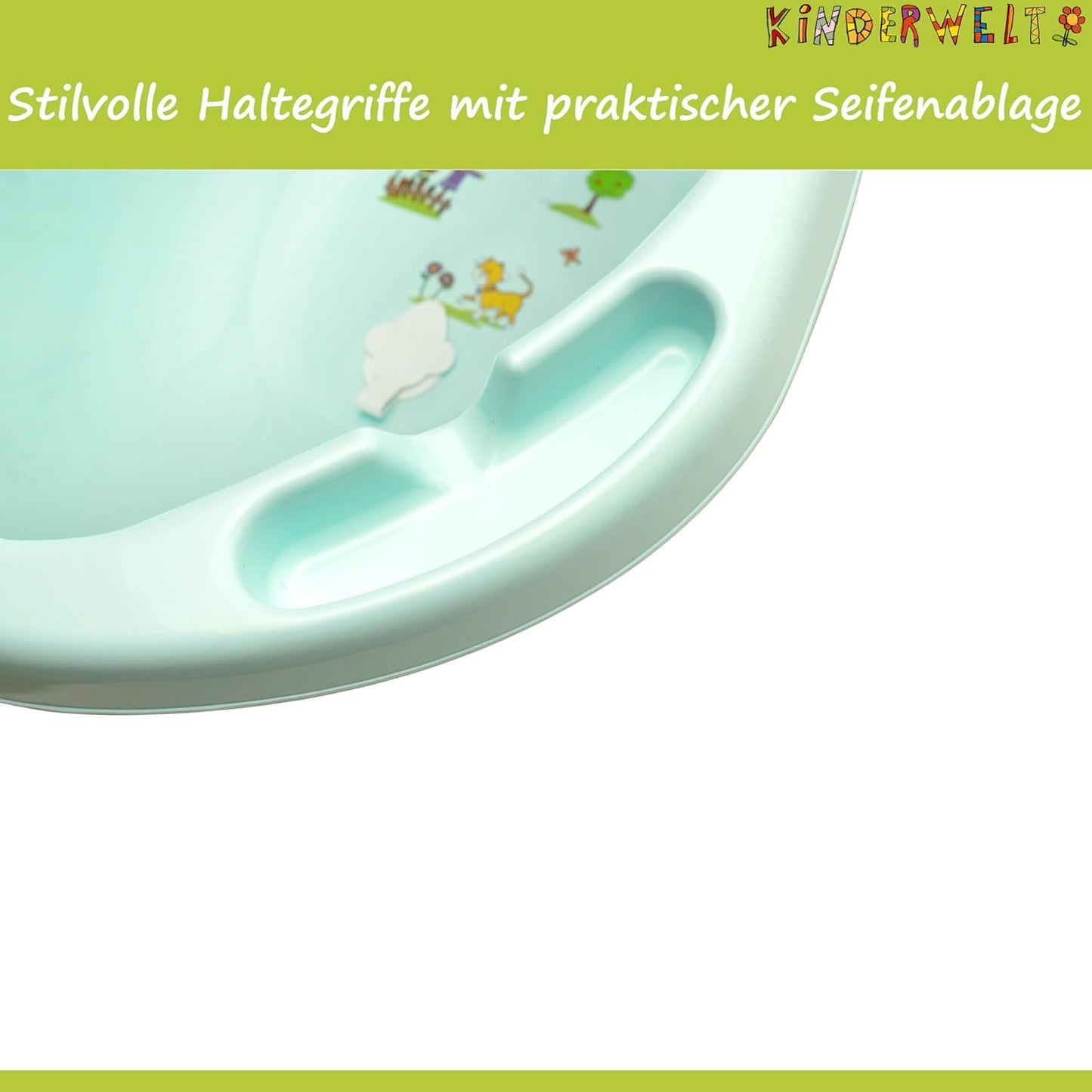 Babywanne mit Funny Farm Motiv, Babywanne 100 cm Funny Farm aquamarin Motiv