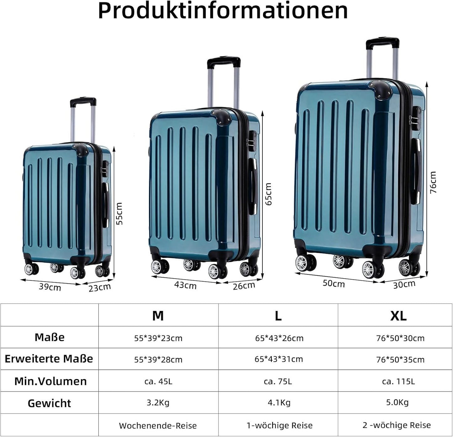 Zwillingsrollen Hartschalen-Trolley (Grösse M), Pale Green M
