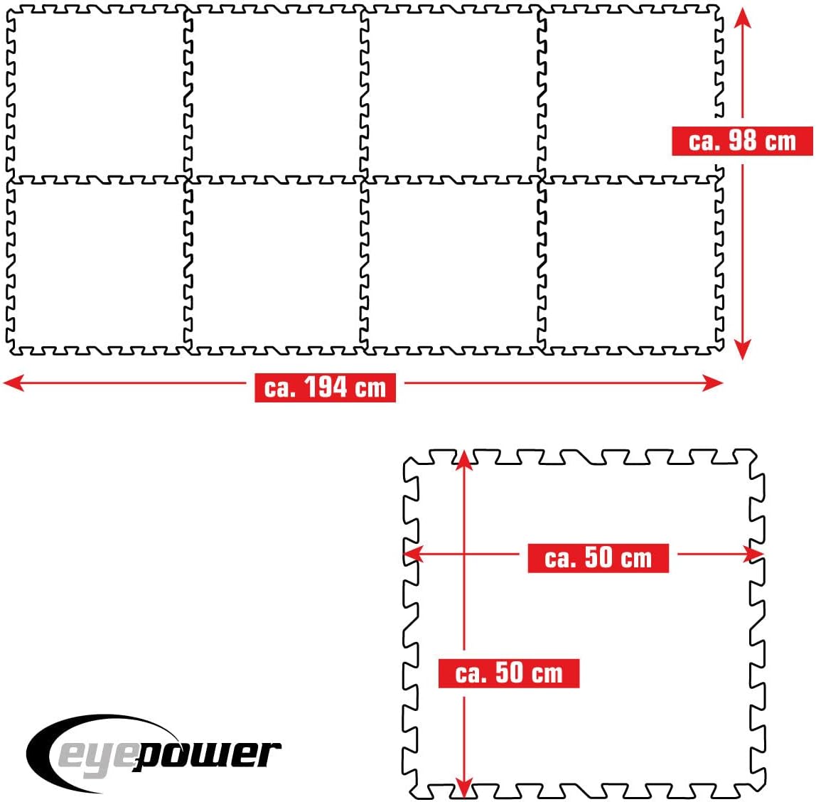 8-teiliges Poolunterlage Set (1,8m²), 98 x 194 cm