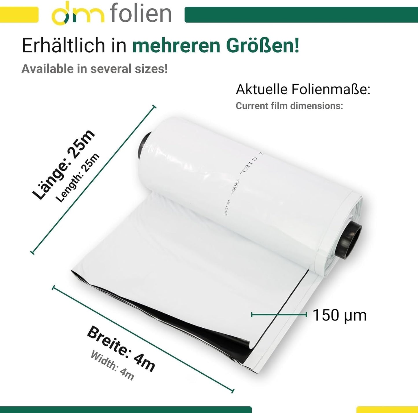 Silofolie 4x25m für Ausseneinsatz (UV-beständig), 4 x 25 m 150 µ