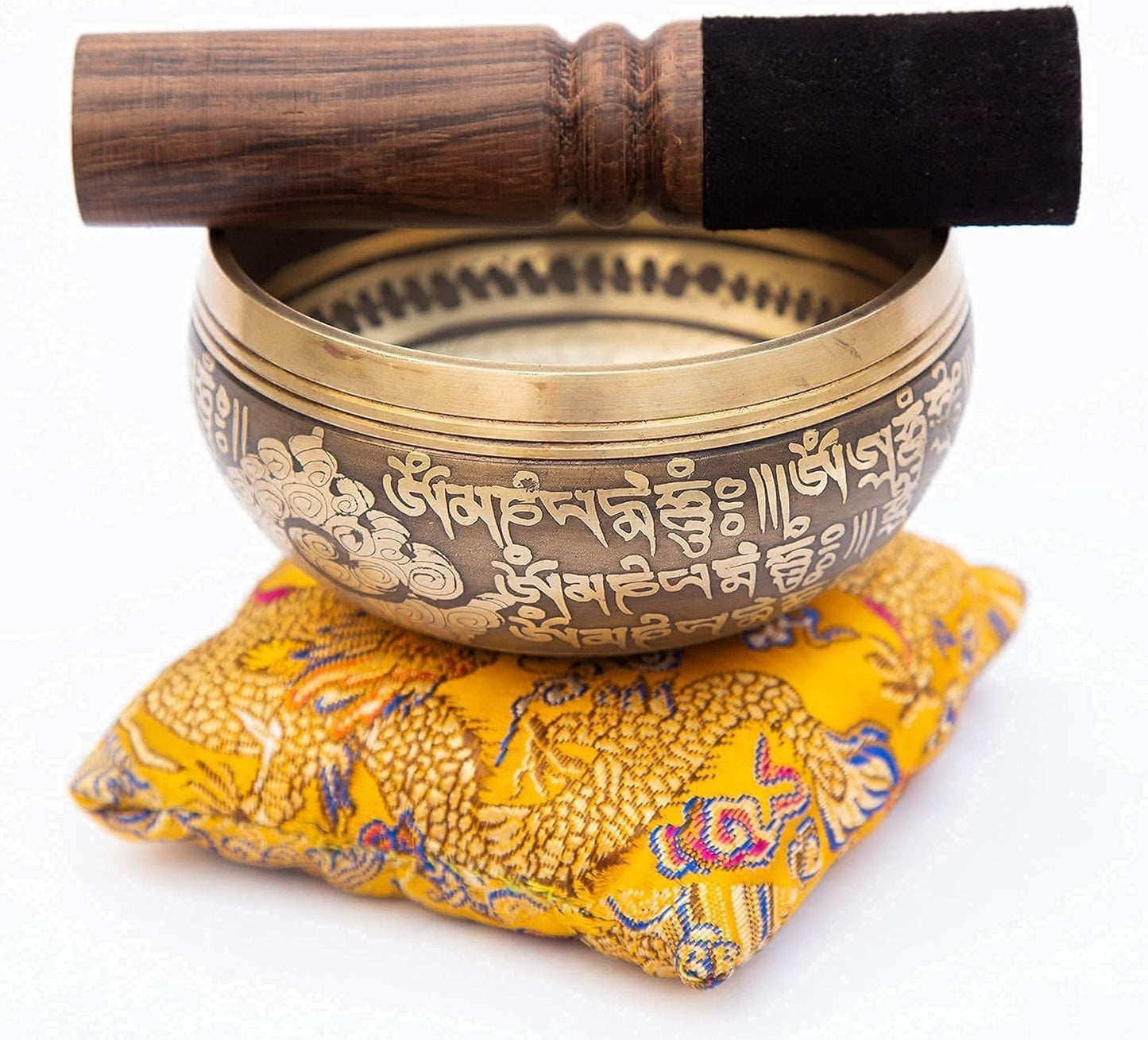 Tibetisches Klangschalen für Meditation 10,2 cm, Gold - Gelb