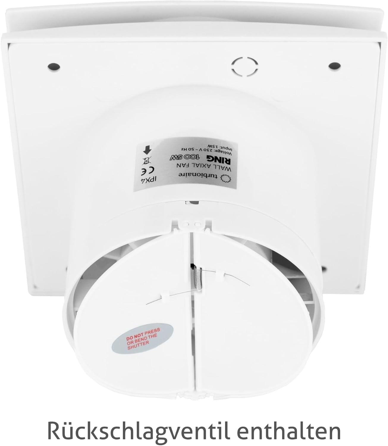 Ring 100 SW Badlüfter mit Rückschlagventil, 100 mm Standardweiß Matt