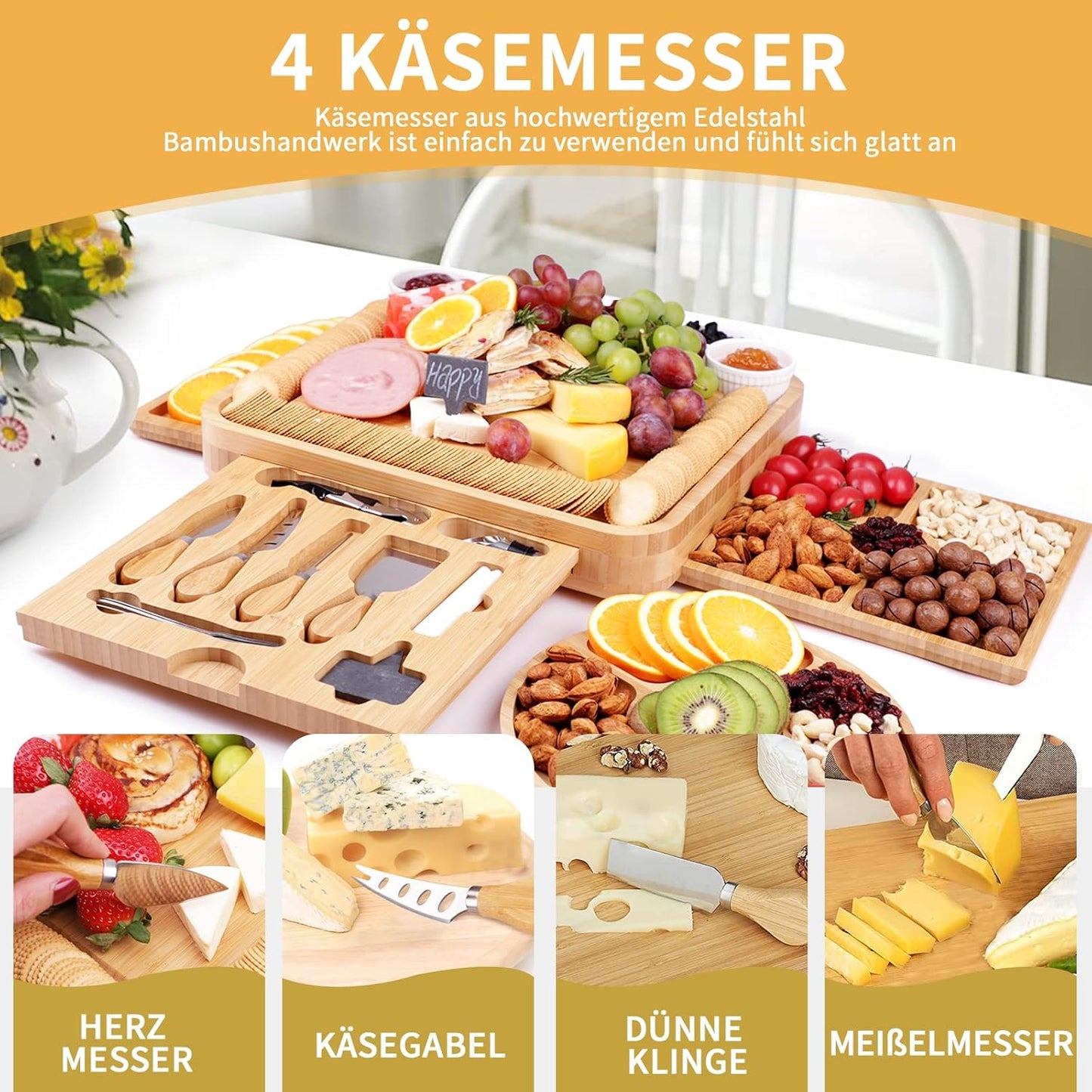 Käsebrett mit Messer-Set