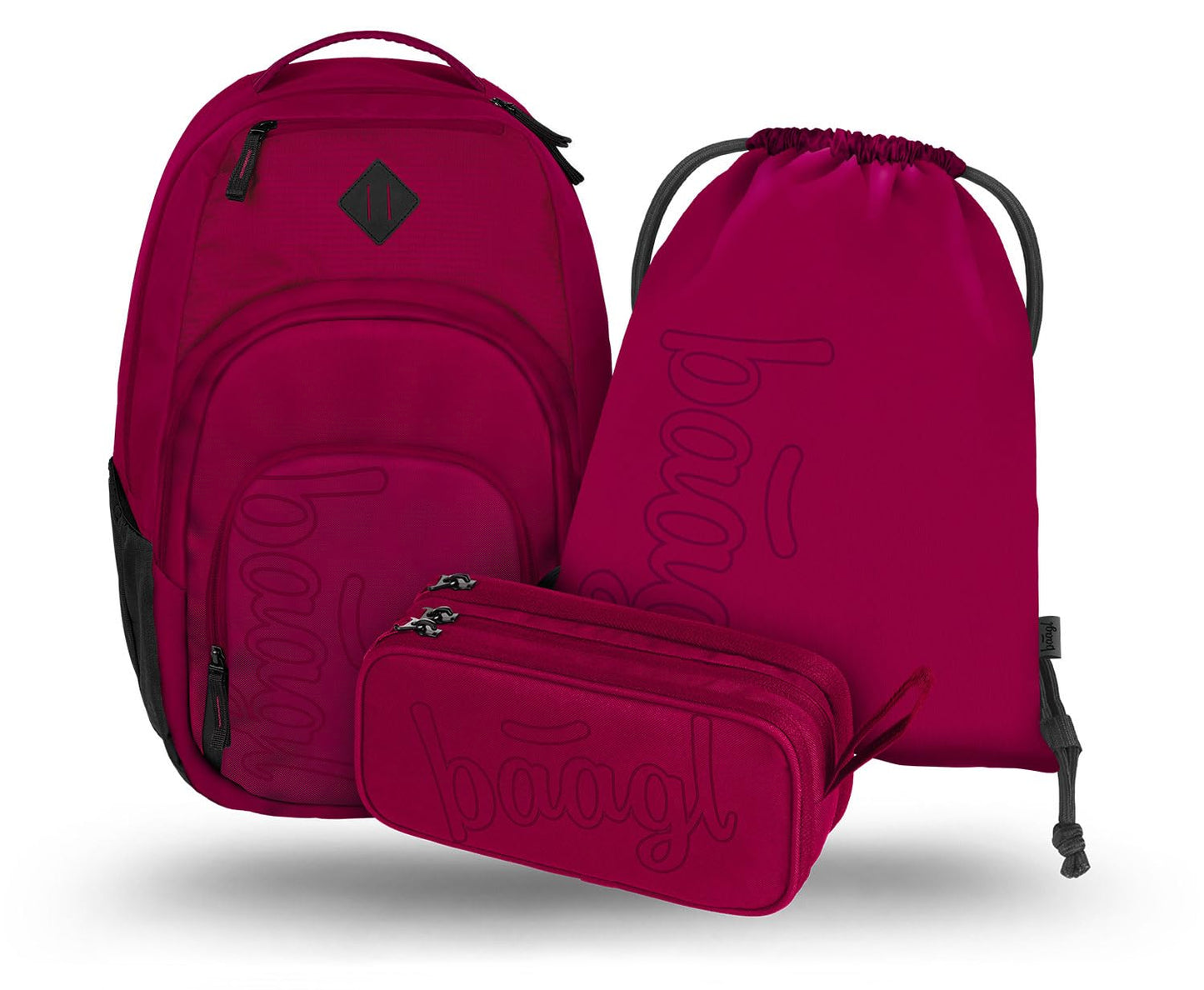 3-teiliges Schulrucksack-Set, Ruby