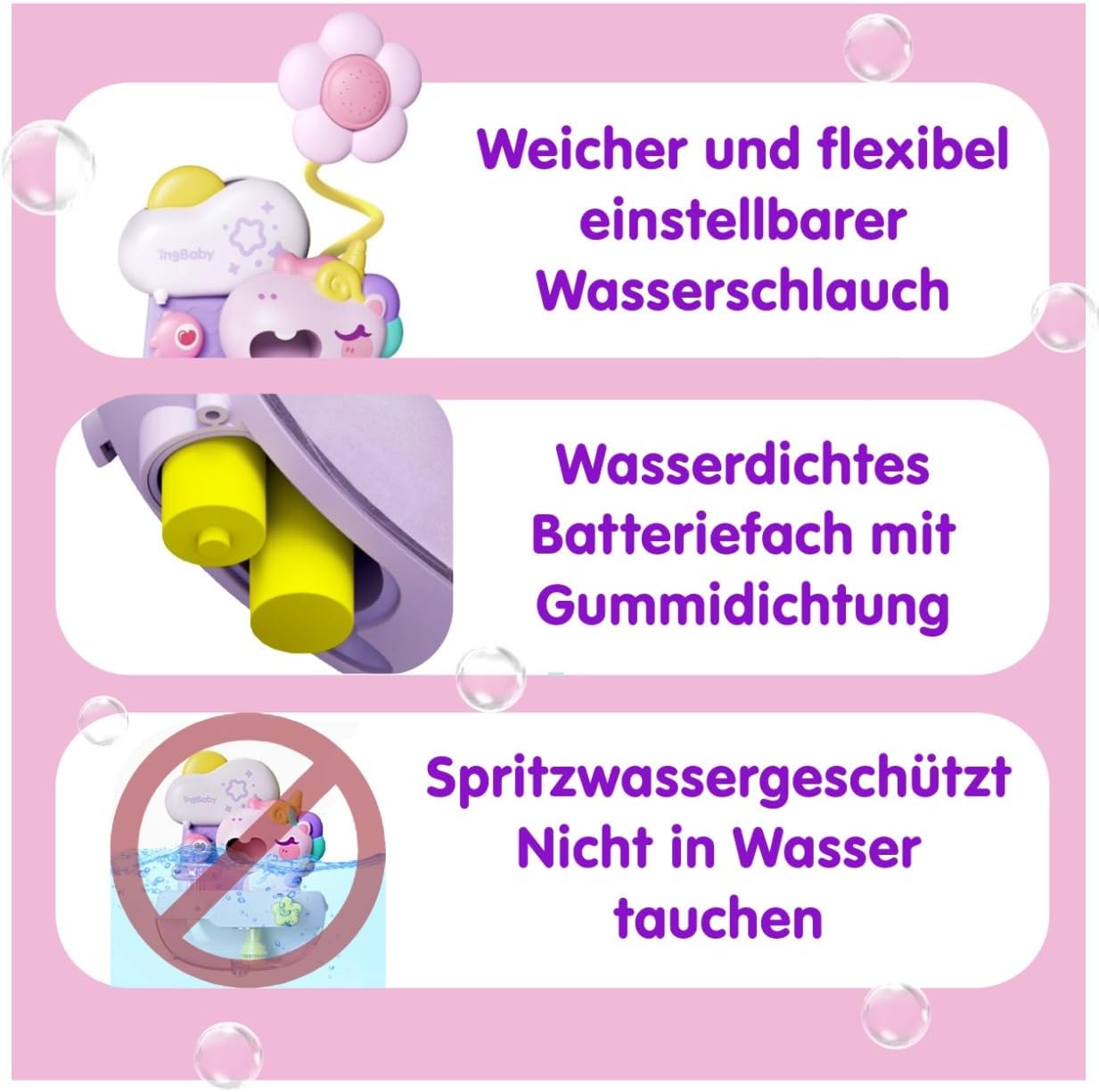 Schaum-Einhorn Badespielzeug mit Seifenblasen