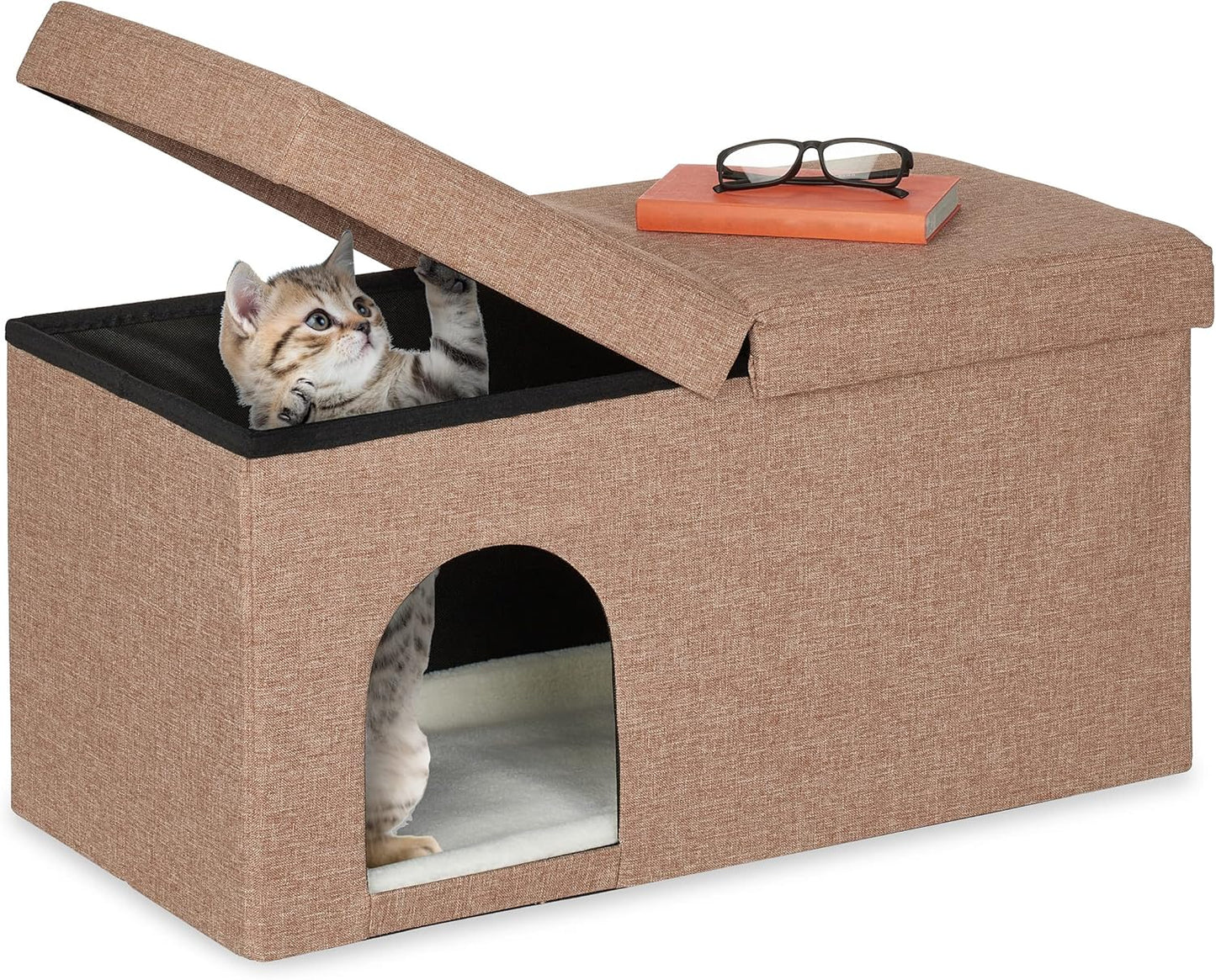 Katzenhöhle faltbare Sitzbank, hellbraun 38,5 x 74,5 x 37 cm (1er Pack)