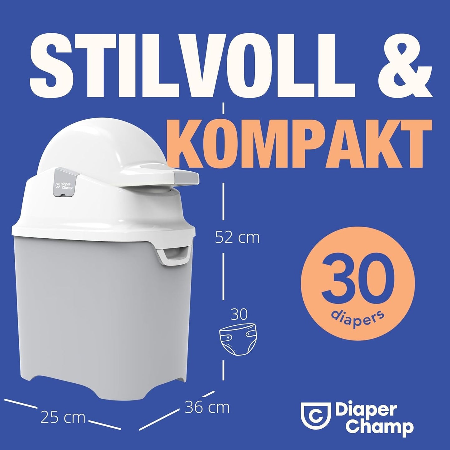 ONE Windelbehälter, silber/weiss