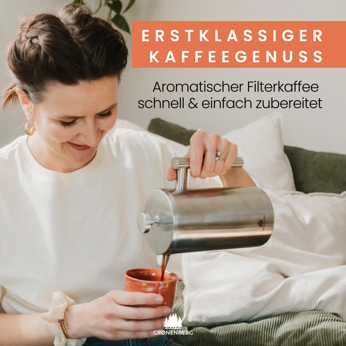 French Press Kaffeebereiter mit Thermofunktion, 1 Liter