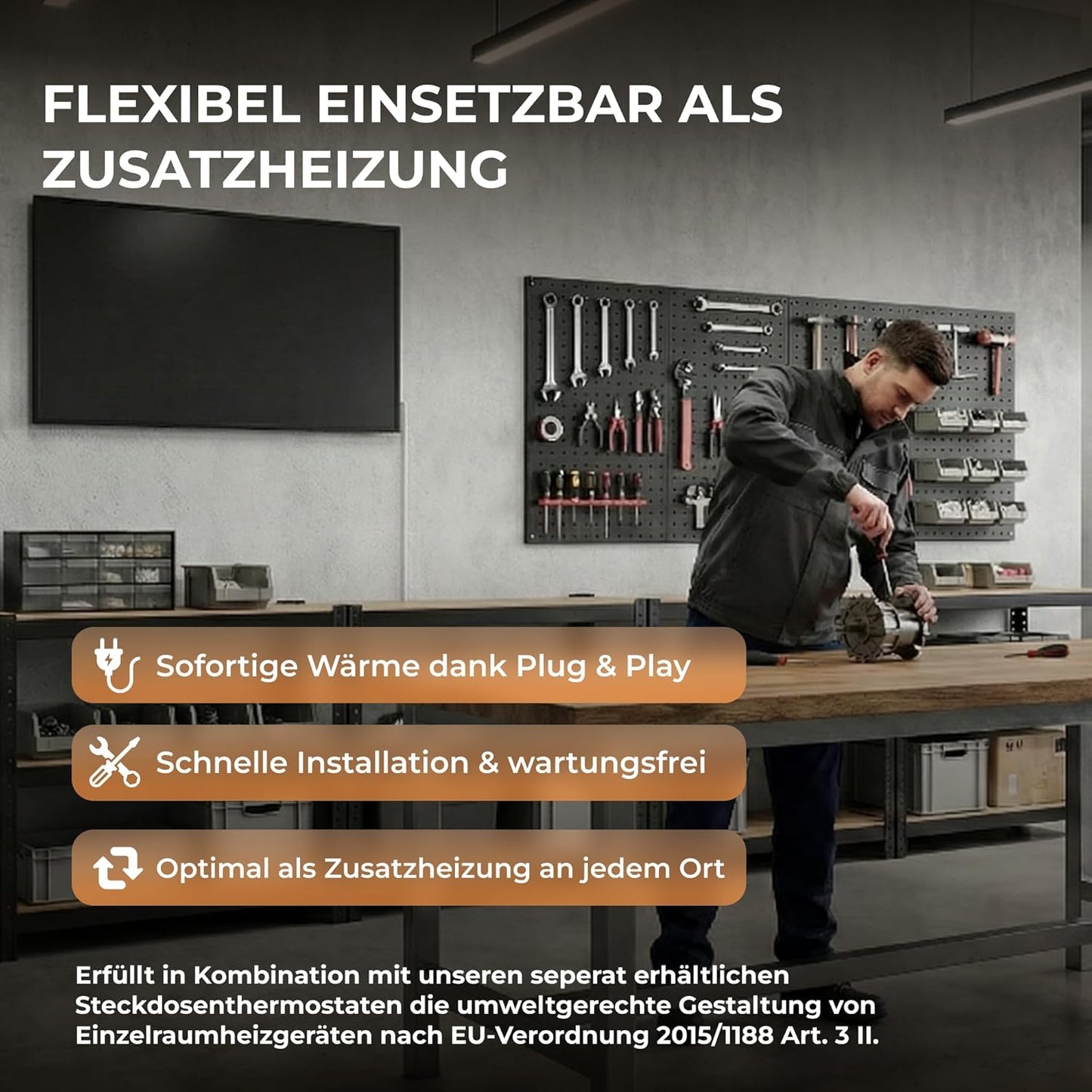 Infrarotheizung, Schwarz 1000 Watt