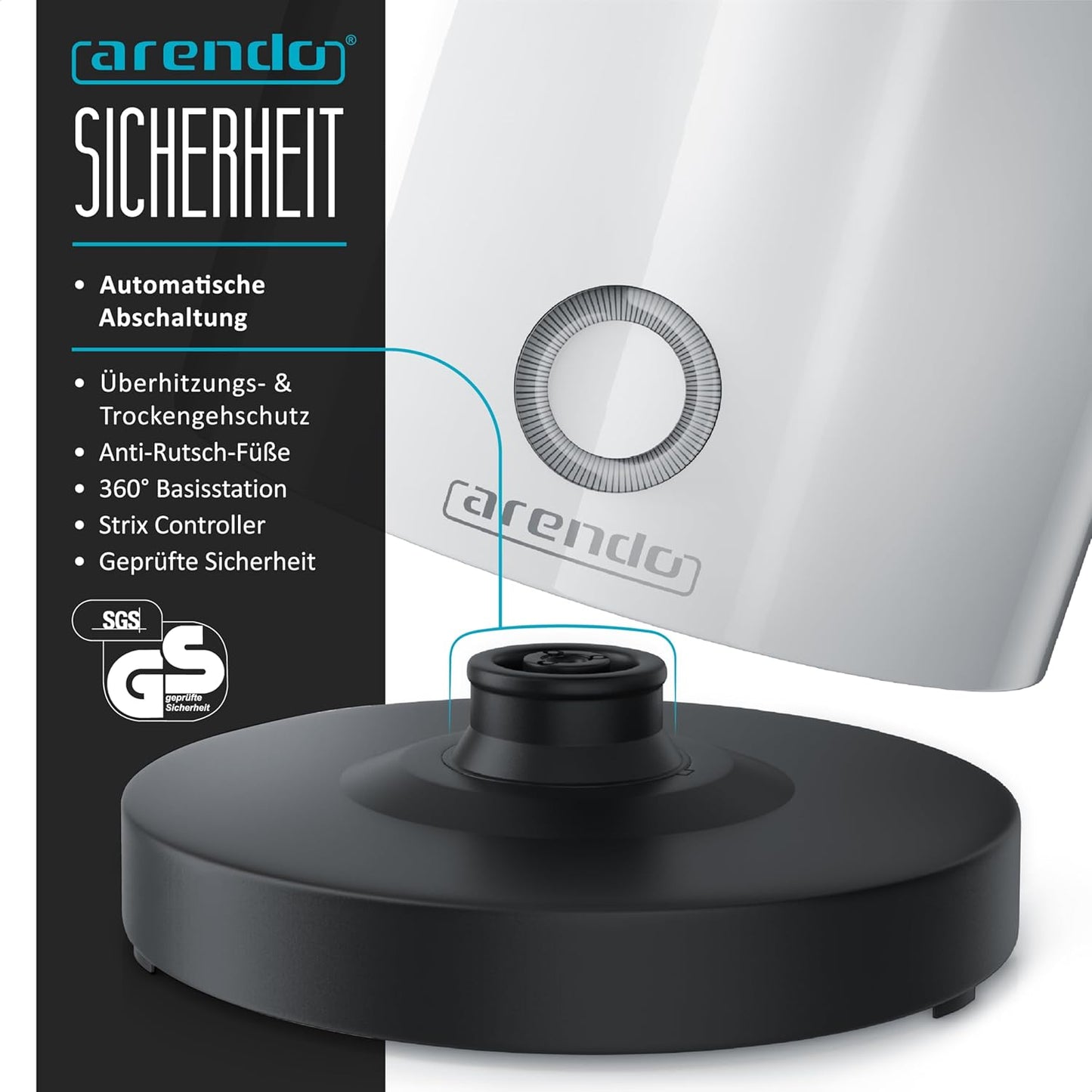 Wasserkocher mit Temperatureinstellung & Warmhaltefunktion, A Weiss