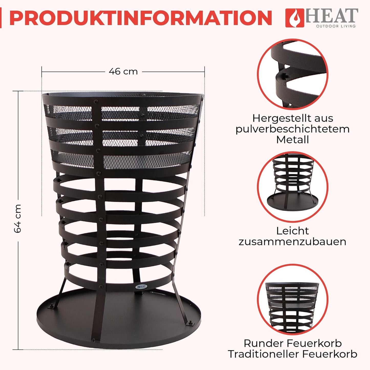 Feuerkorb Mandal für den Garten (43x46x64 cm), Mandal (43x46x64cm)