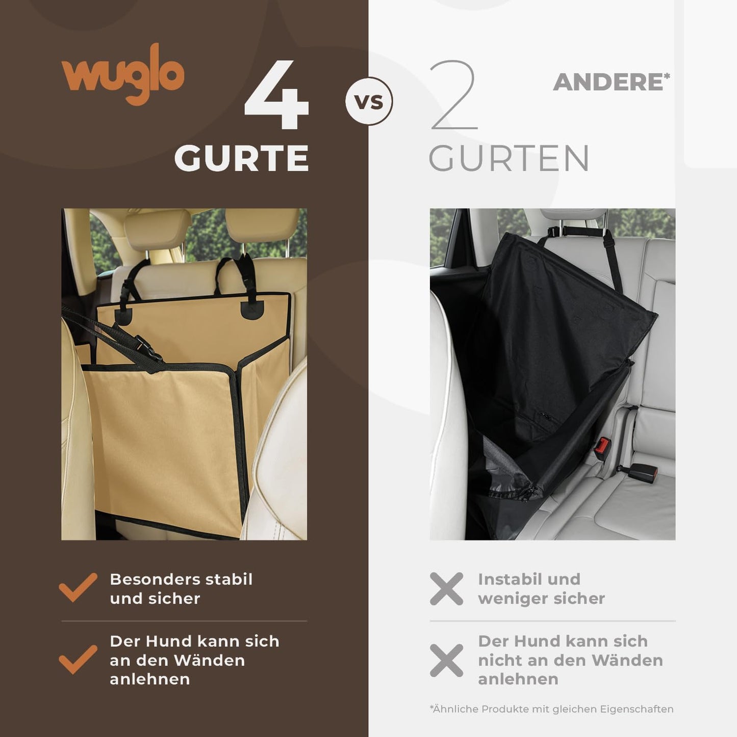 Extra Stabiler Hunde Autositz, L Beige