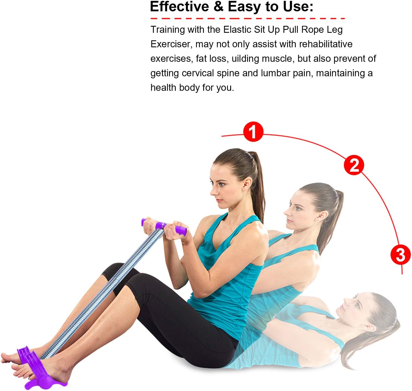 Multifunktionales Fitnessgerät mit Zugseil, Lila