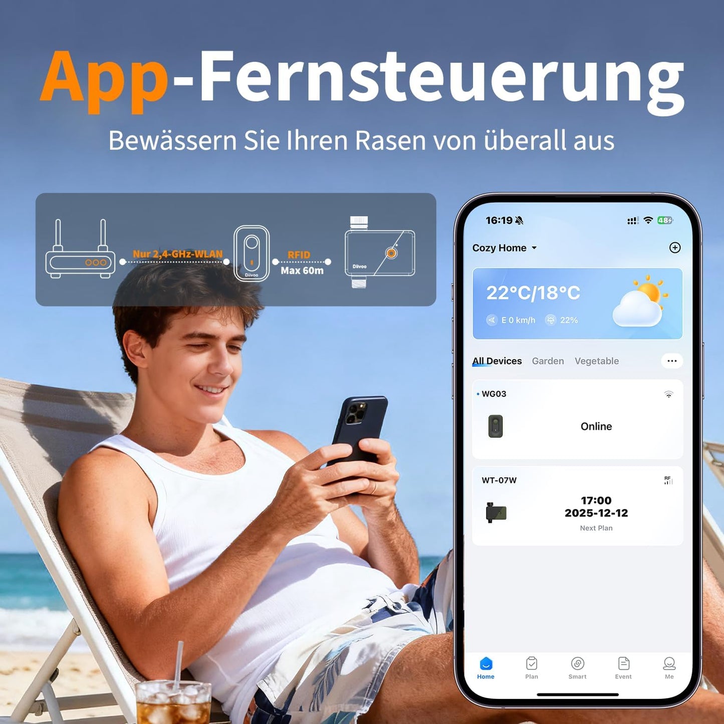 WLAN-Bewässerungscomputer mit App-Steuerung