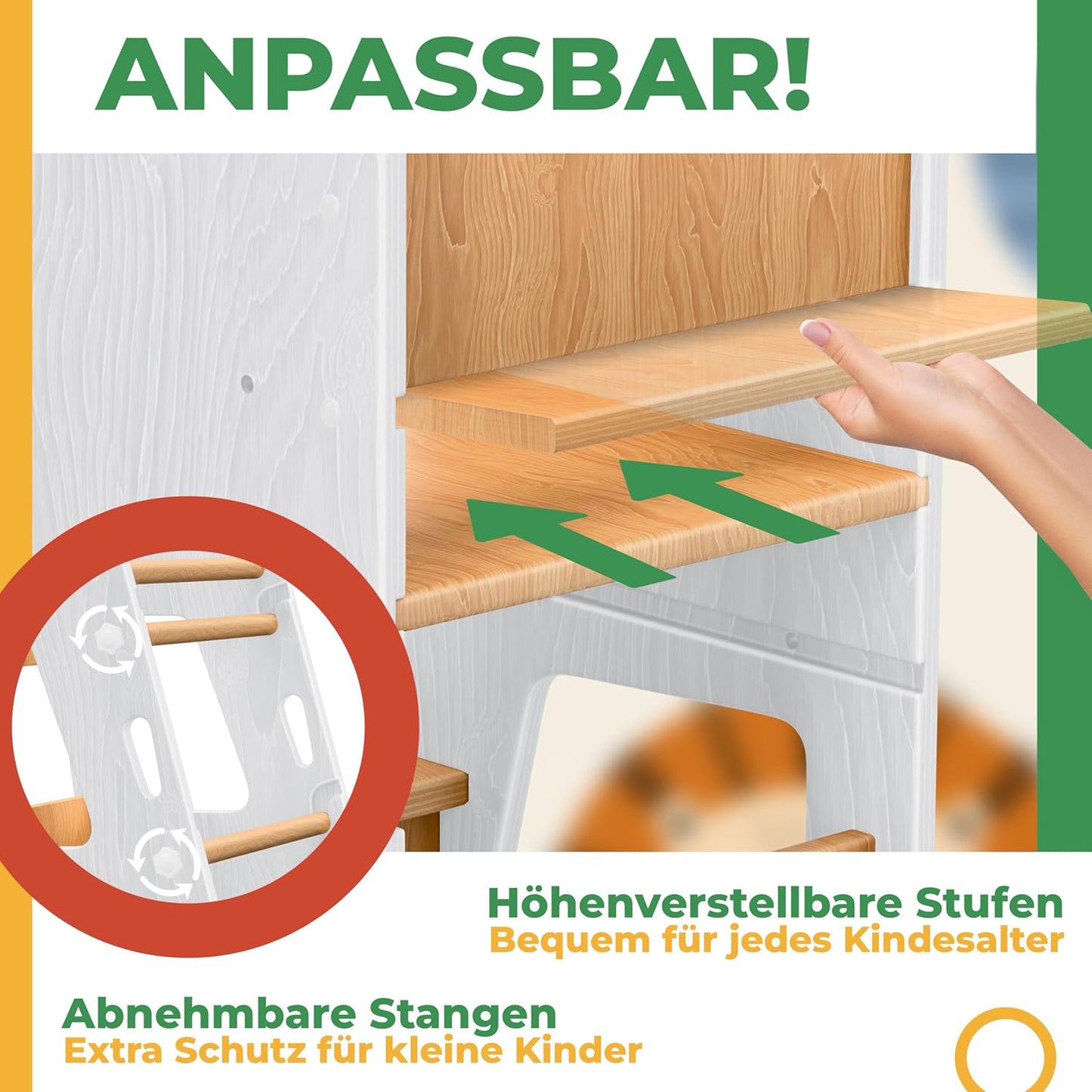 Lernturm mit Lernuhr, höhenverstellbar, Weiss & Kiefer