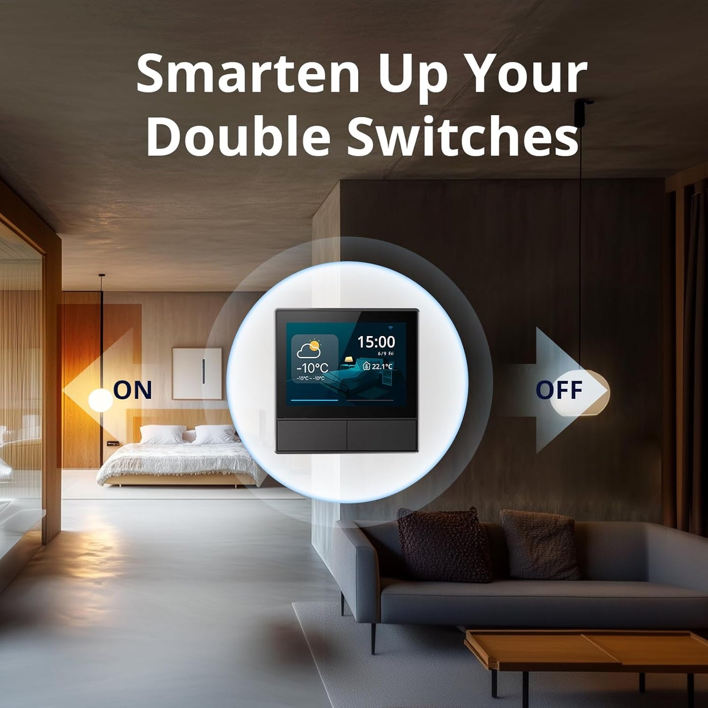NSPanel Smart WiFi Wandschalter mit LED-Bedienfeld, Thermostat und Schalterfunktionen