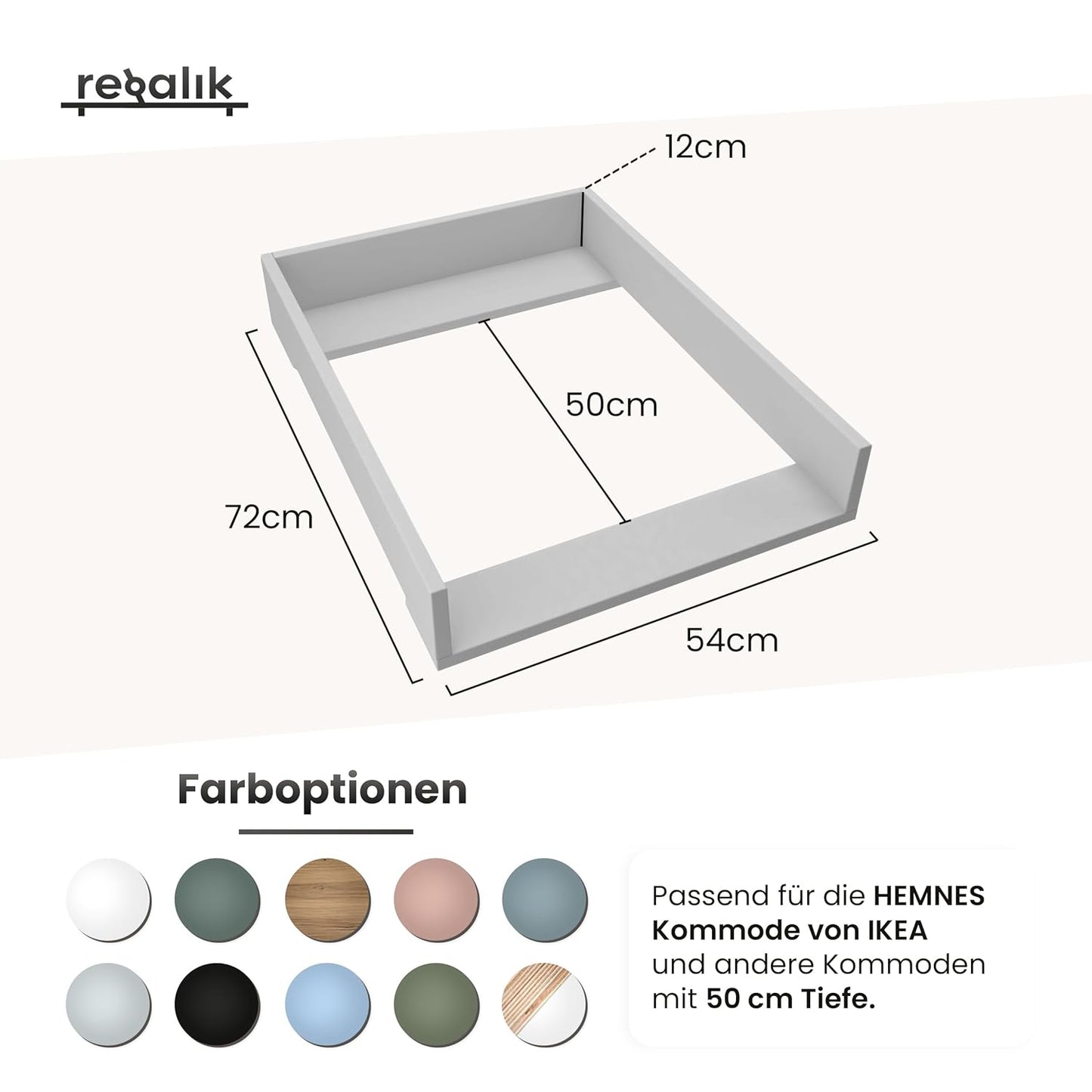 Wickelaufsatz, Abgerundeten Frontplatten Weiss