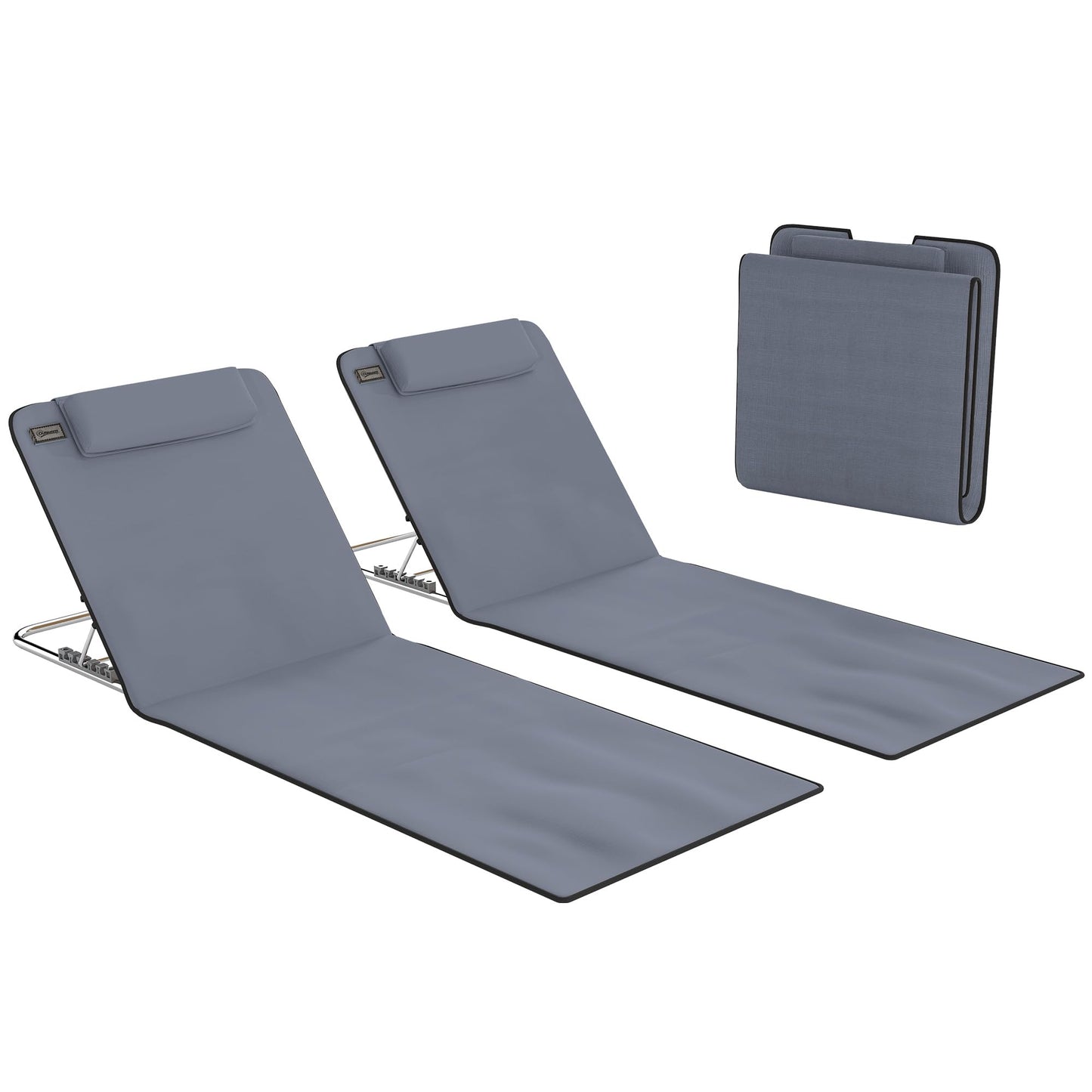 2er-Set Faltbare Strandmatratze mit Tragetasche, Grau