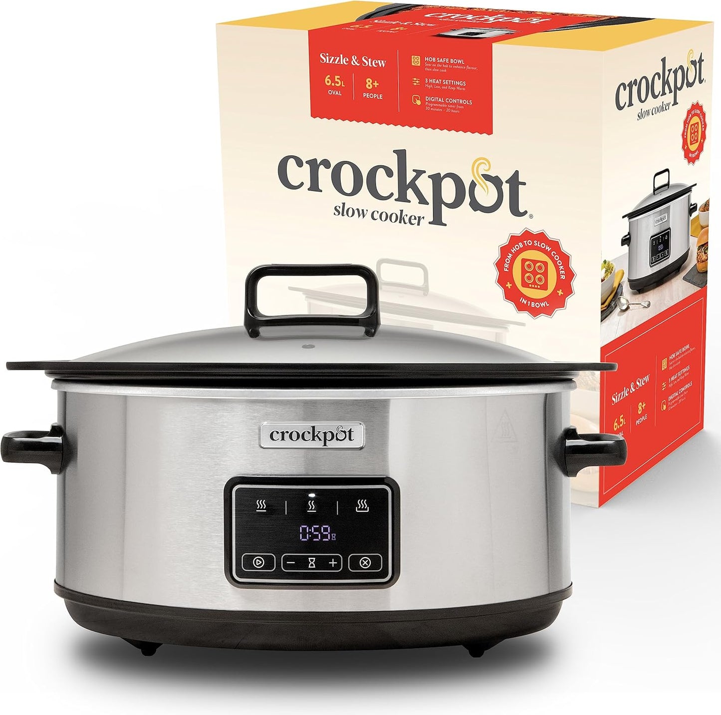 Digitaler Slow Cooker mit Induktionsschüssel, CSC112X, 6.5 Liter Digital